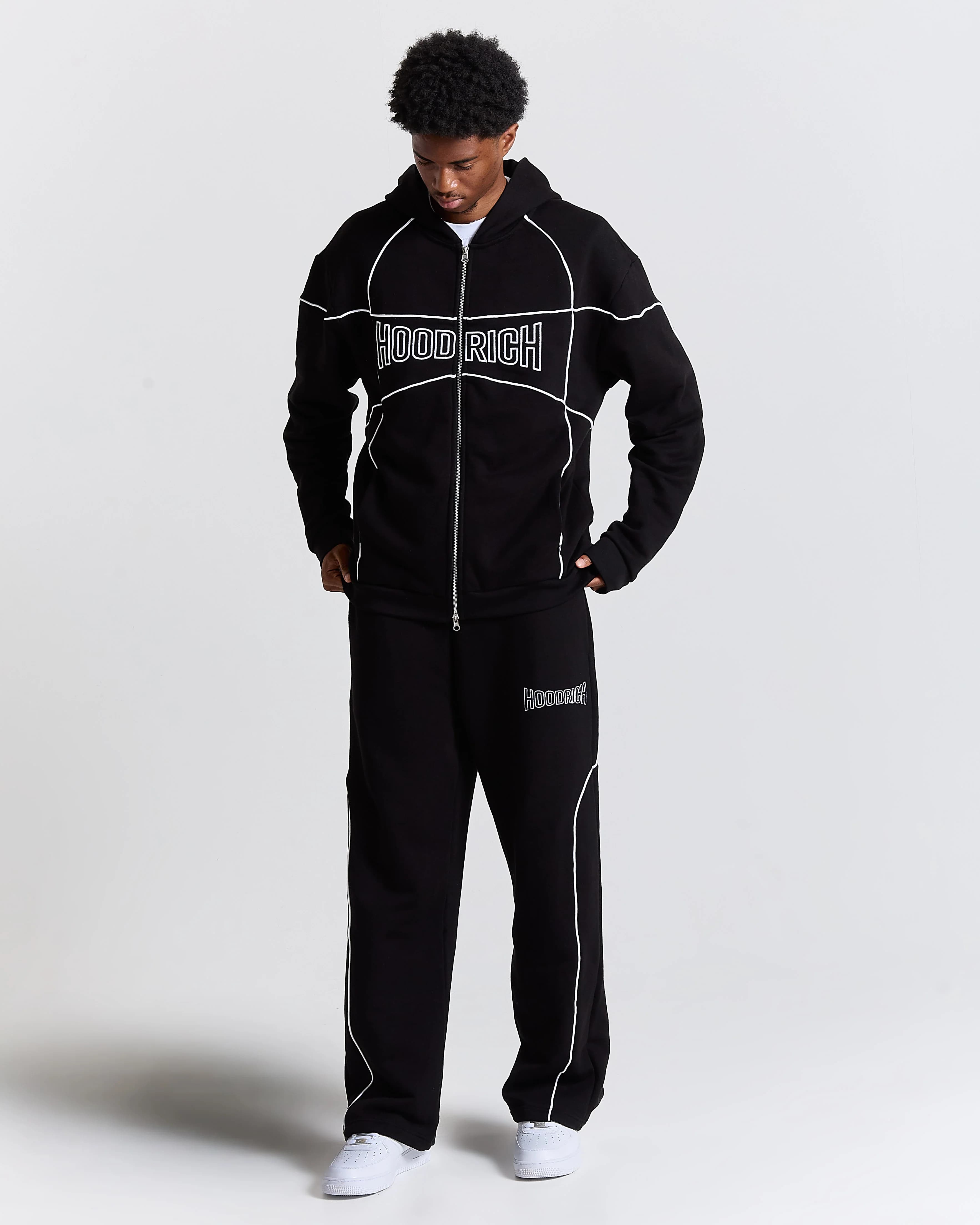Trace Zip Relaxed Fit Hoodie - Black 18