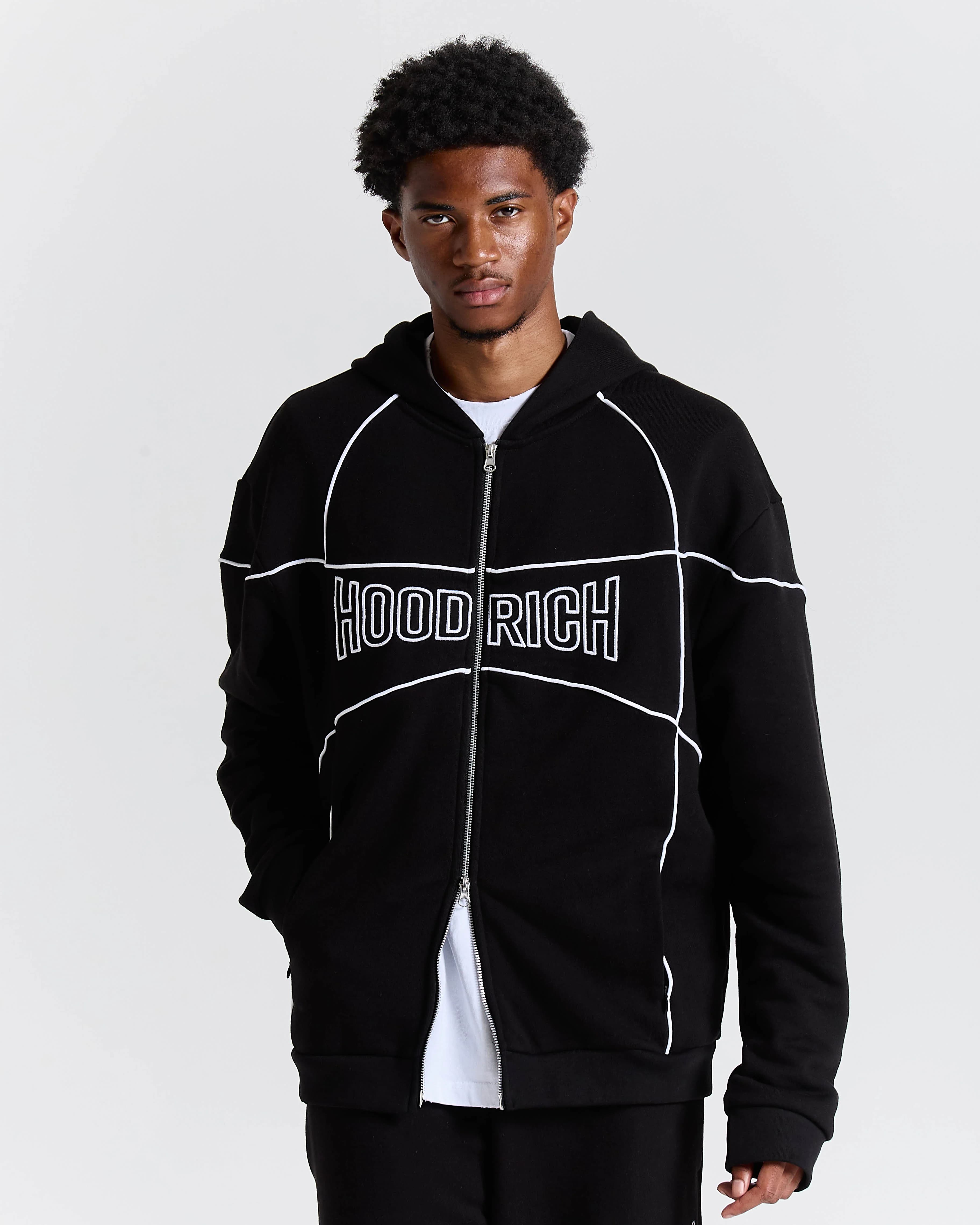 Trace Zip Relaxed Fit Hoodie - Black 19