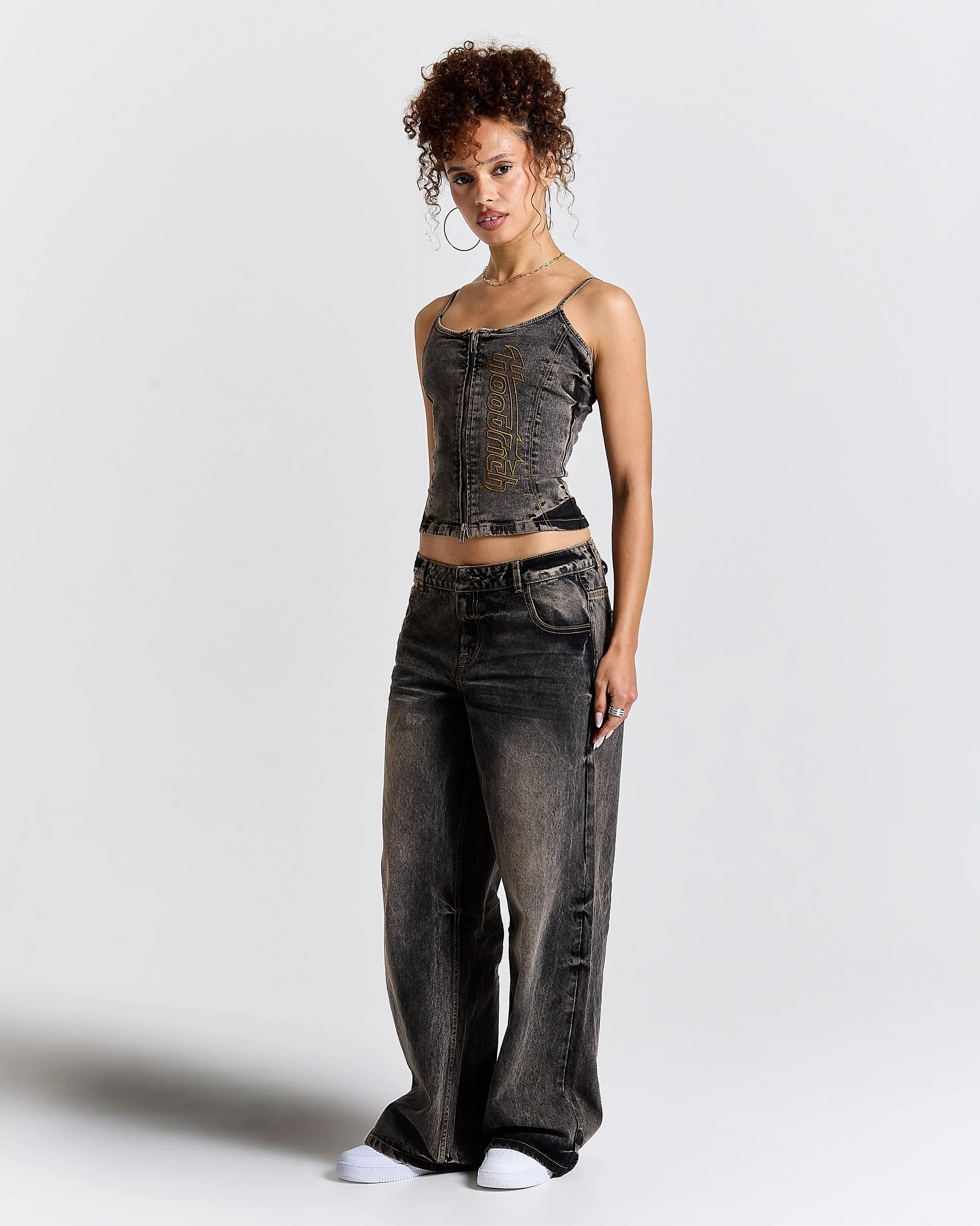 Shadow Rust Denim Corset Top - Black Wash 6
