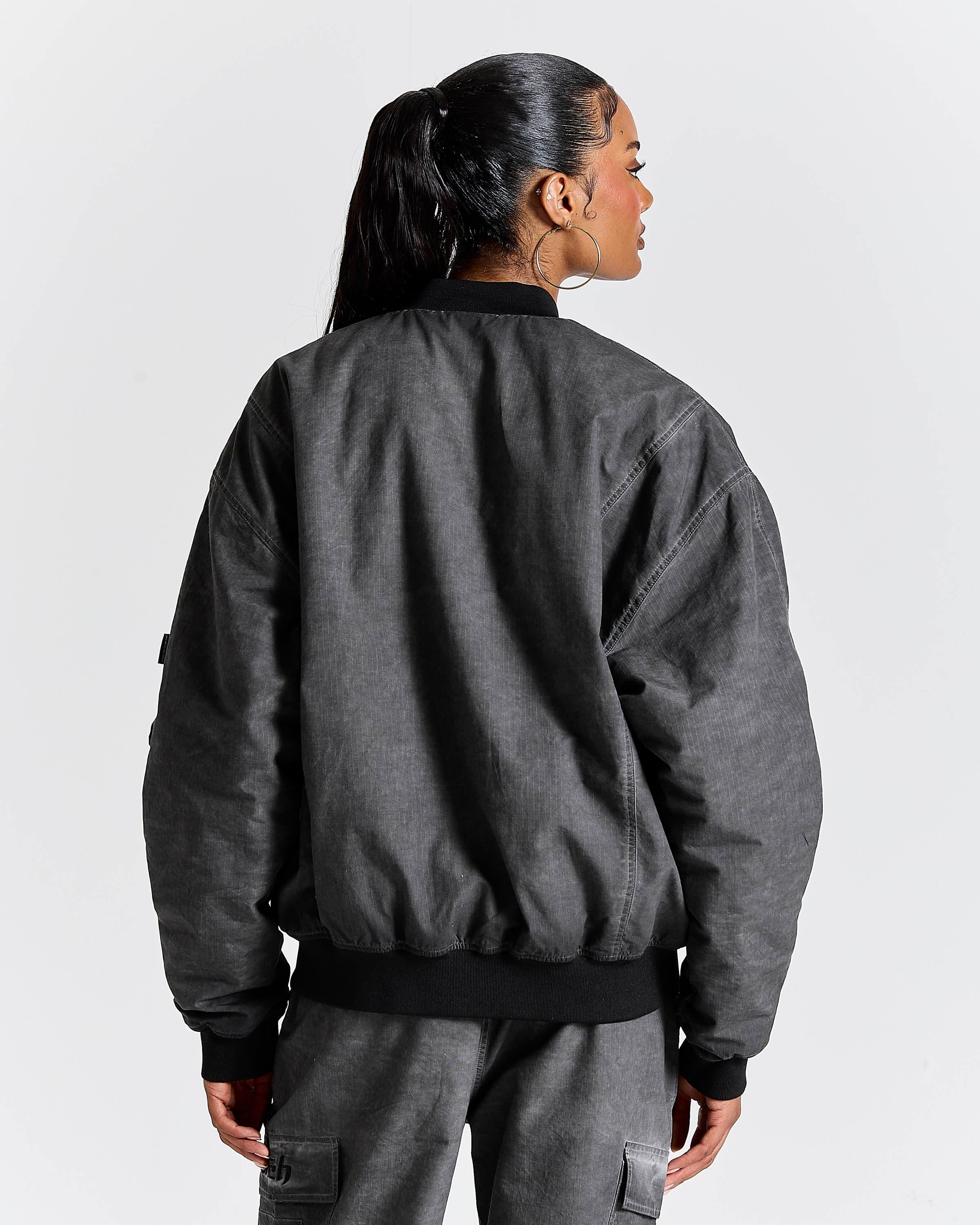 Cast Ripstop Varsity Jacket - Washed Black 15