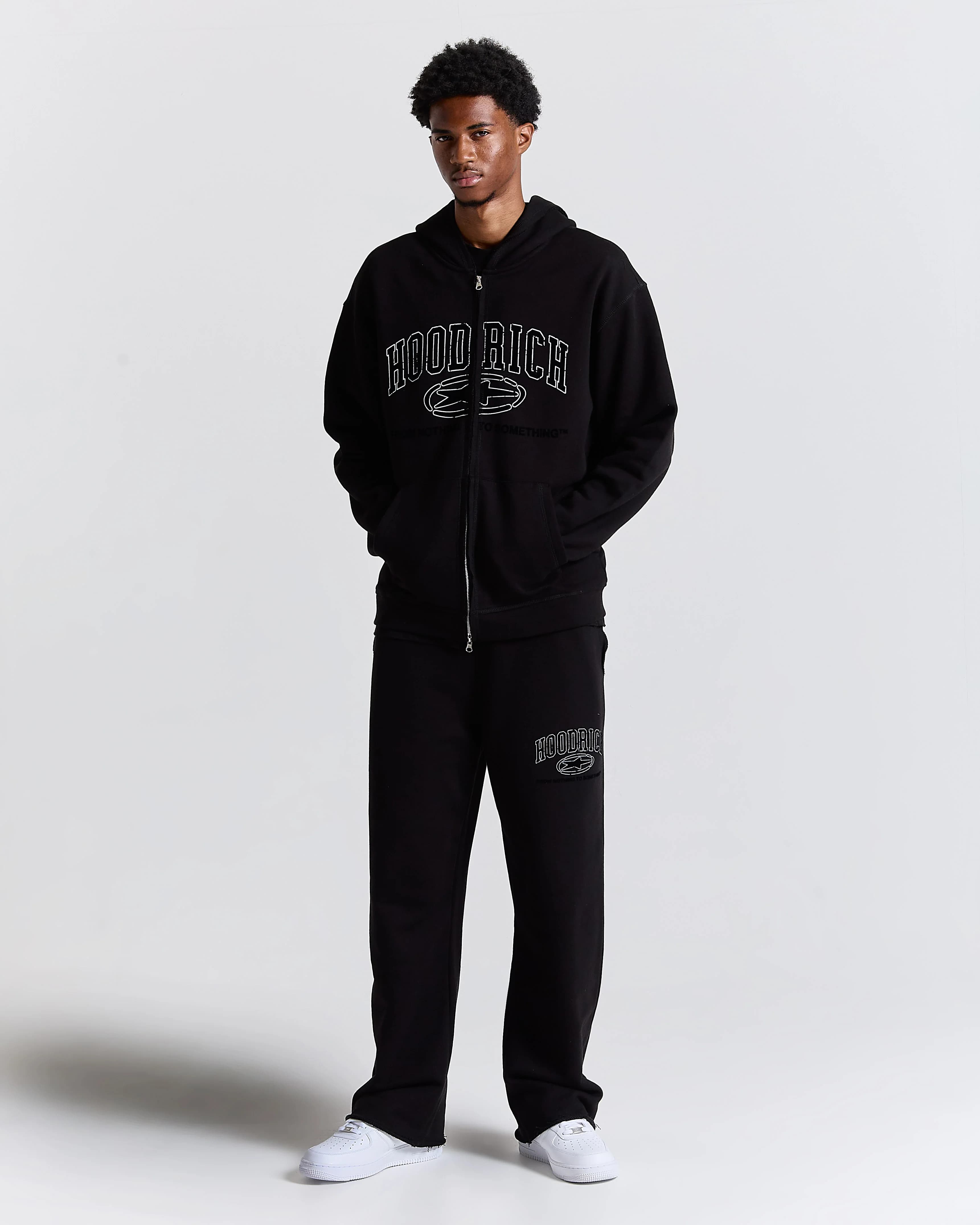 Fray Zip Relaxed Fit Hoodie - Black 8