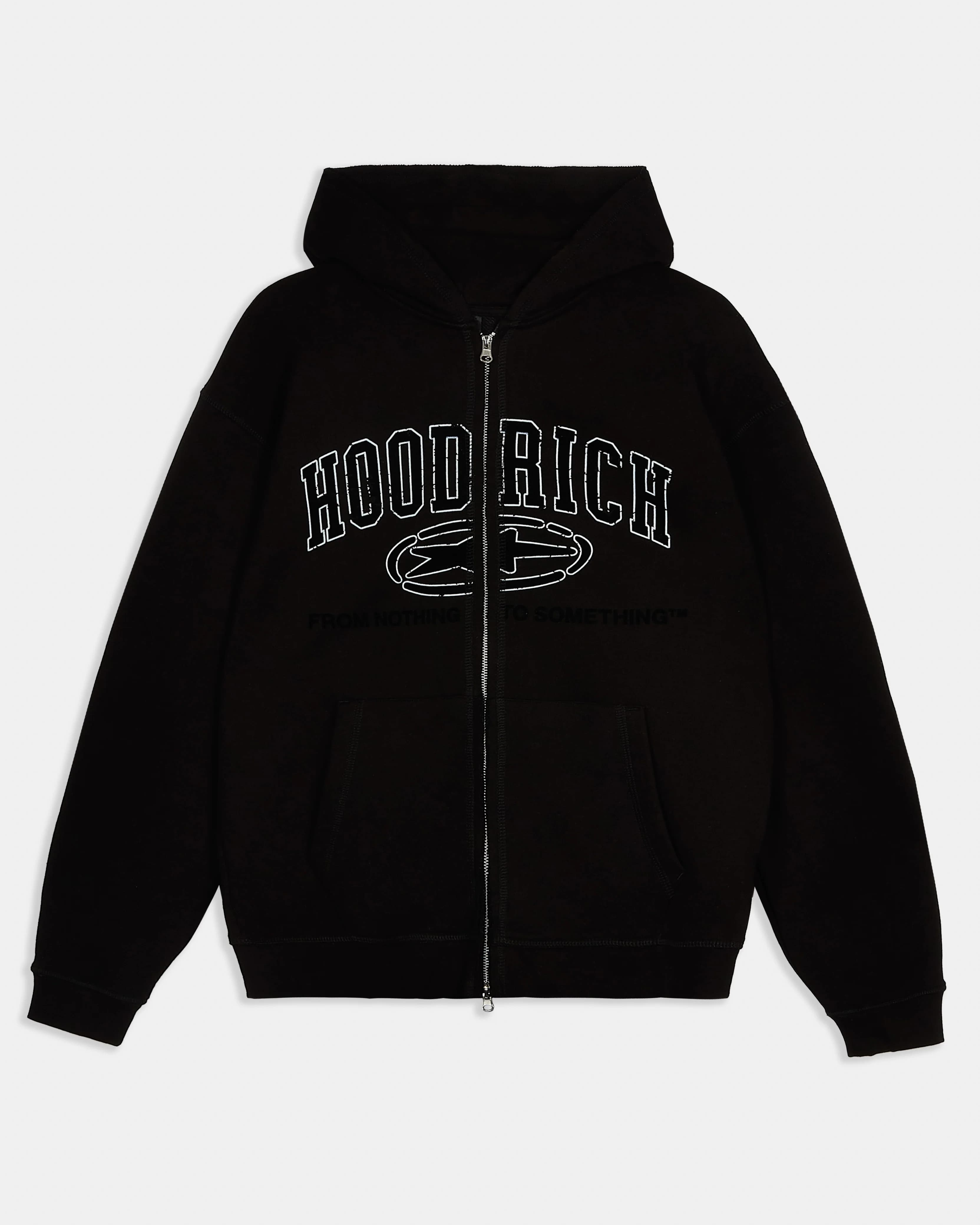 Fray Zip Relaxed Fit Hoodie - Black 9