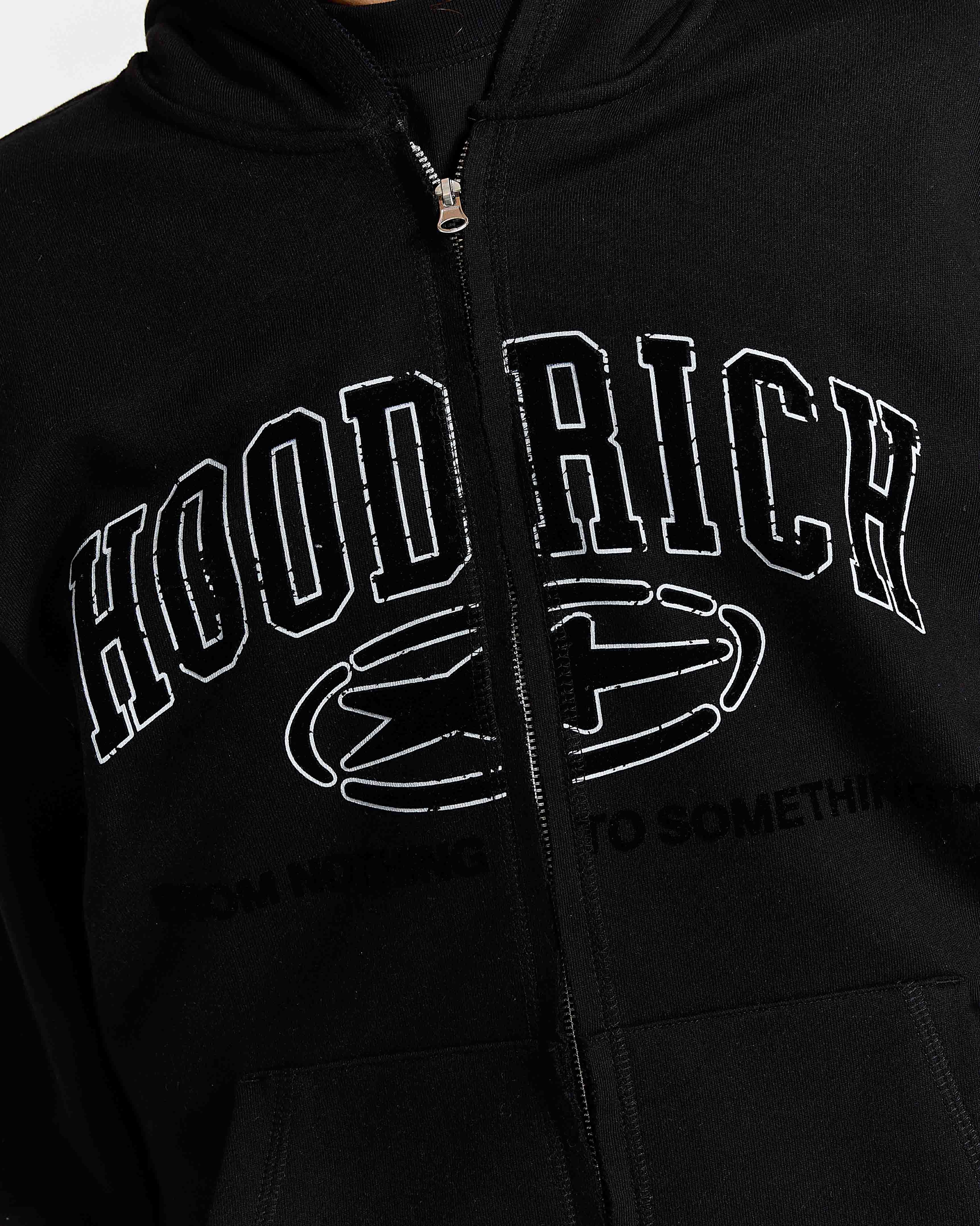 Fray Zip Relaxed Fit Hoodie - Black 13