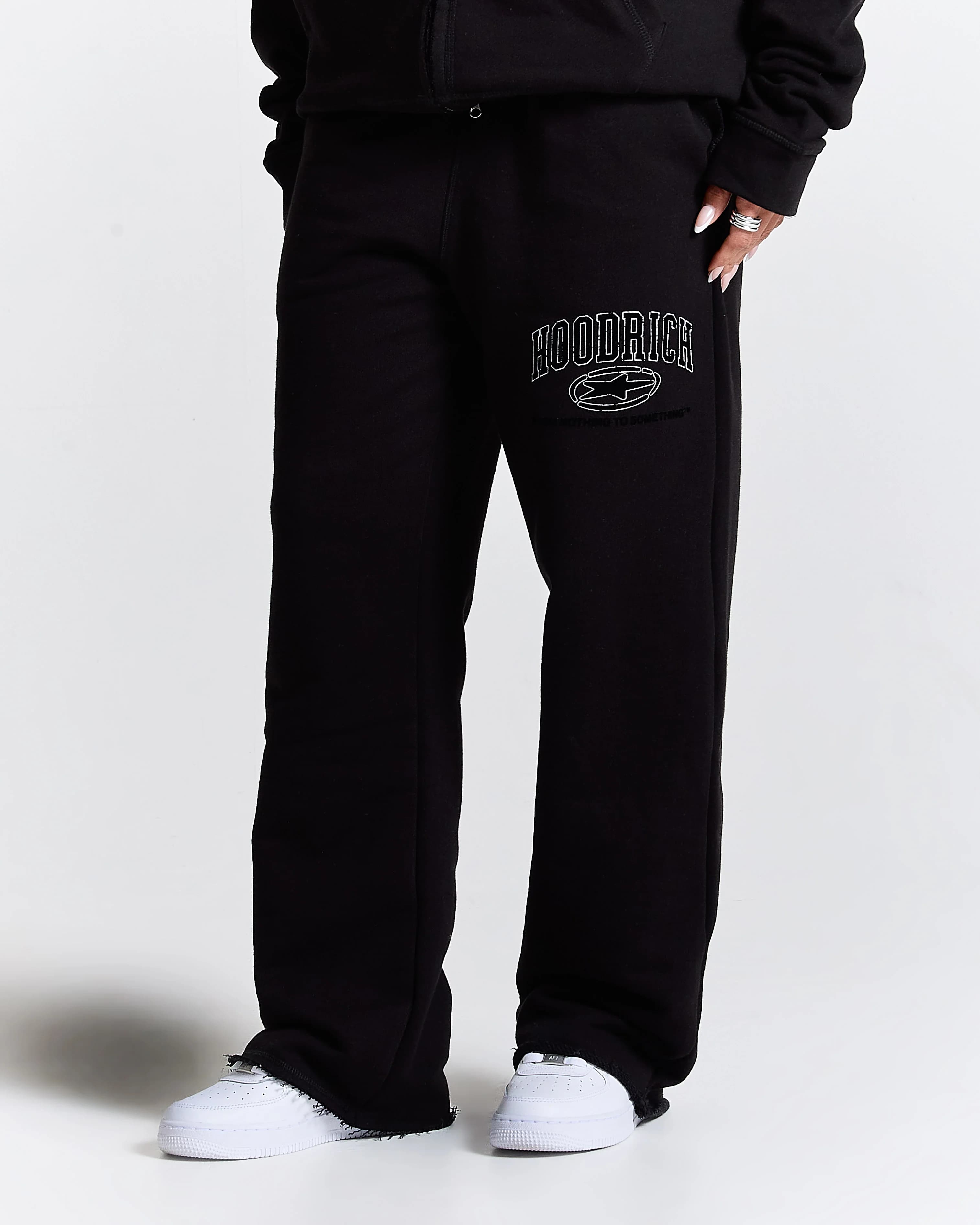 Fray Wide Leg Jogger - Black 10