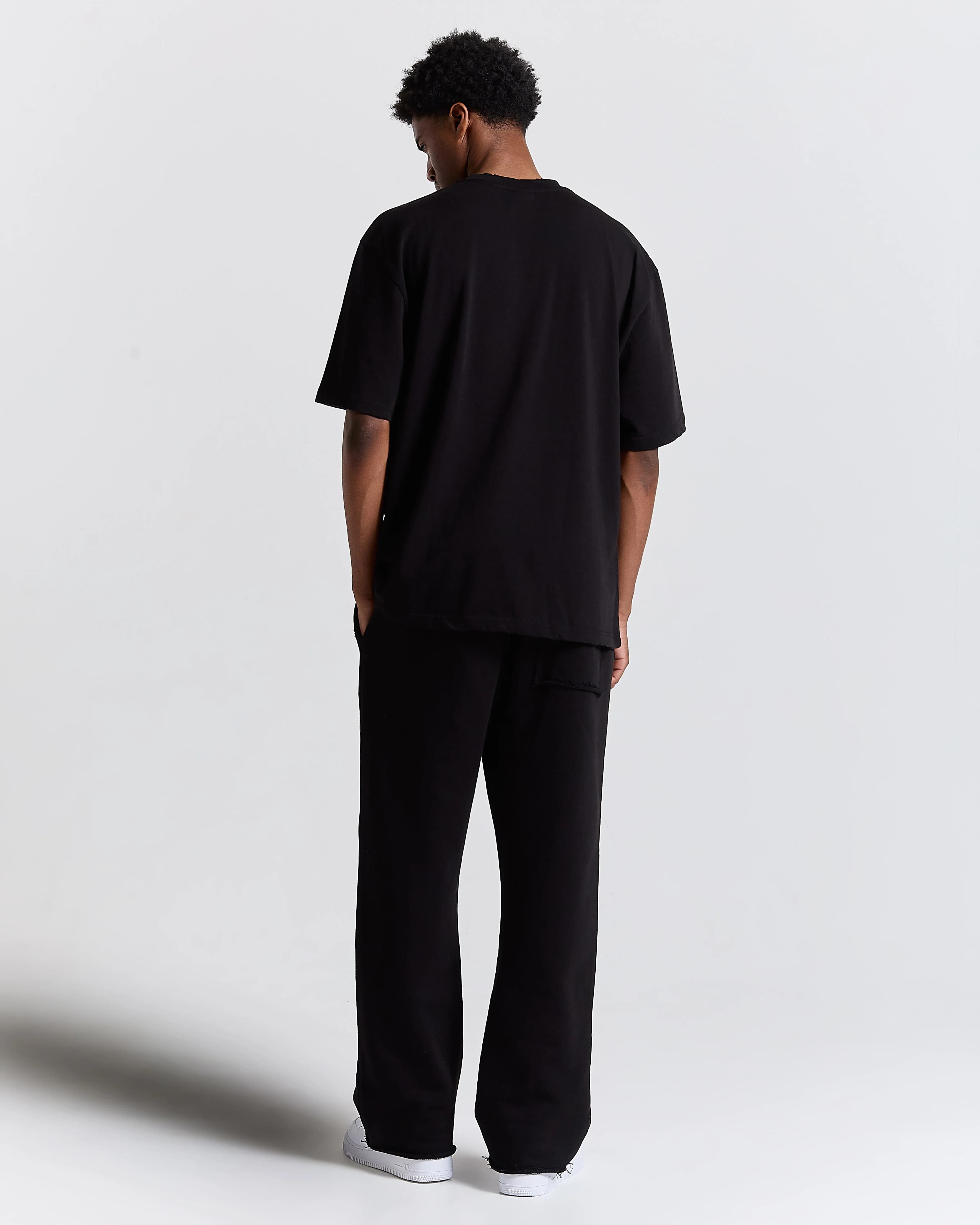 Fray Wide Leg Jogger - Black 8