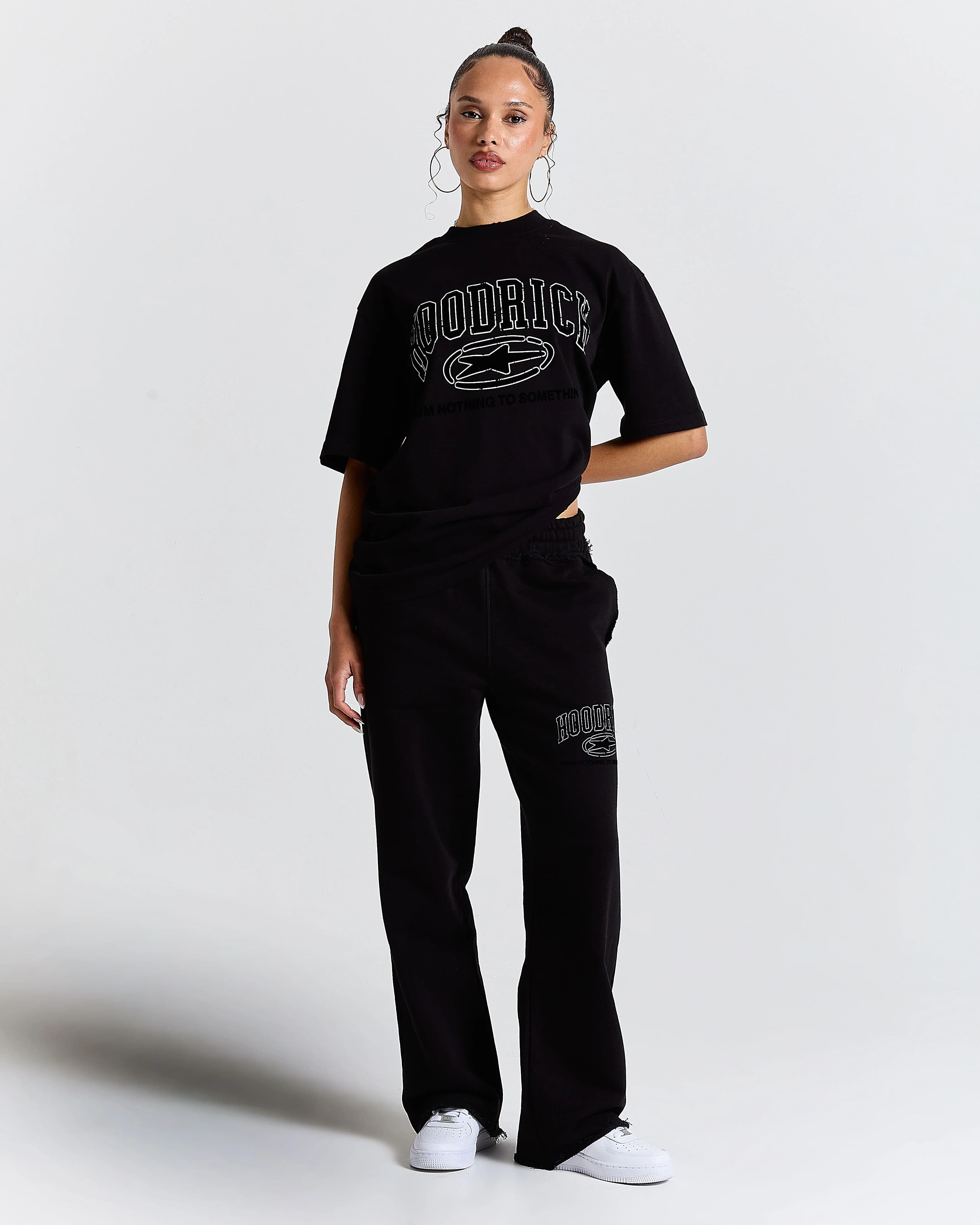Fray Wide Leg Jogger - Black 11