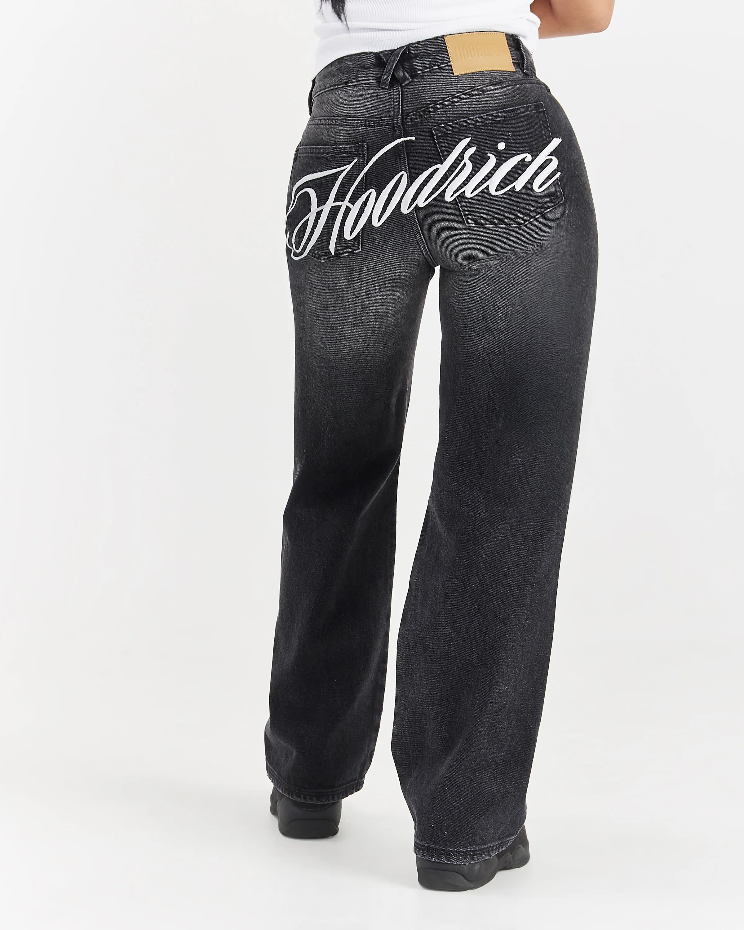 Script Wide Leg Jeans - Black Wash 5