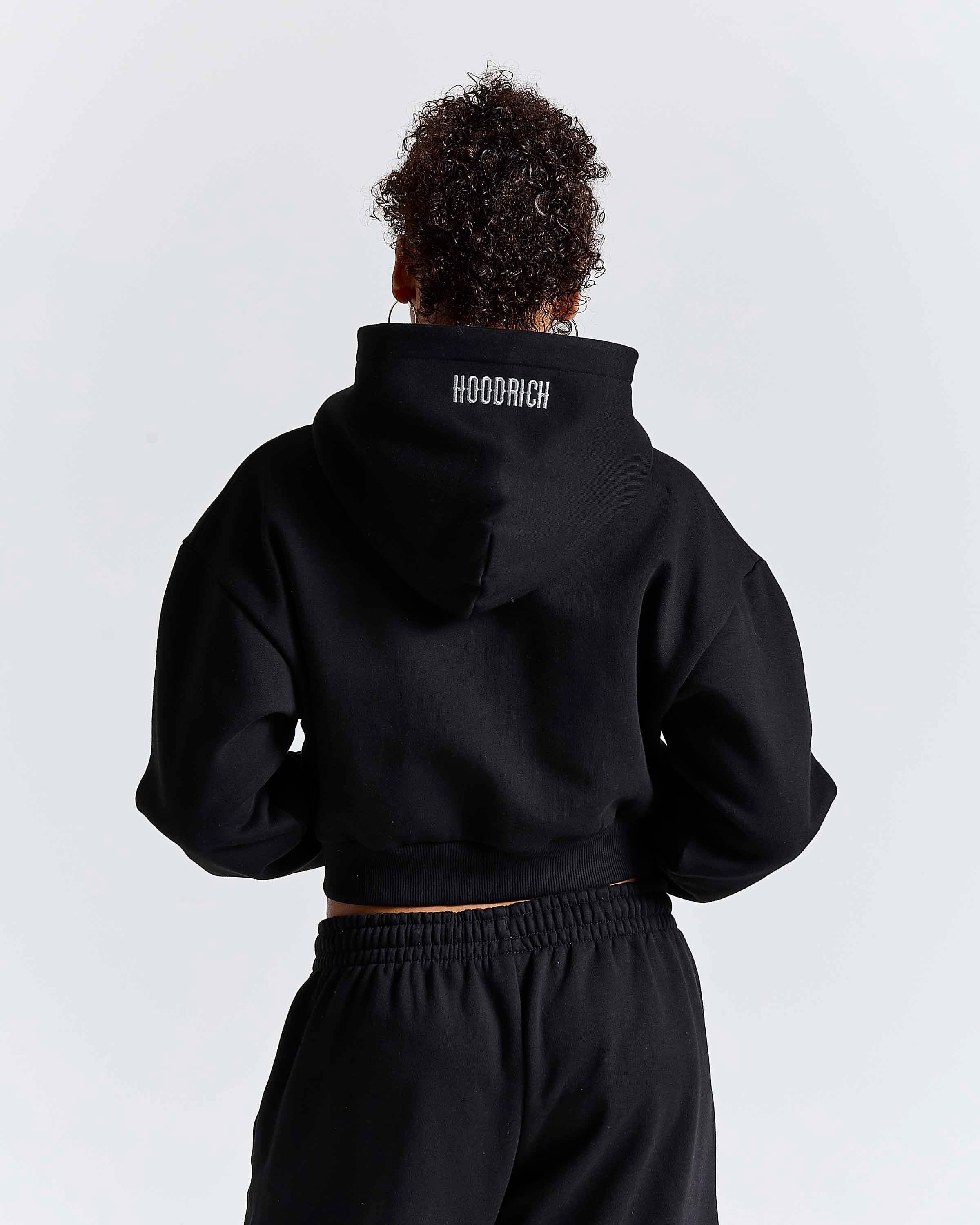 Solace Boxy Zip Hoodie - Black/Silver Rhinestone 8