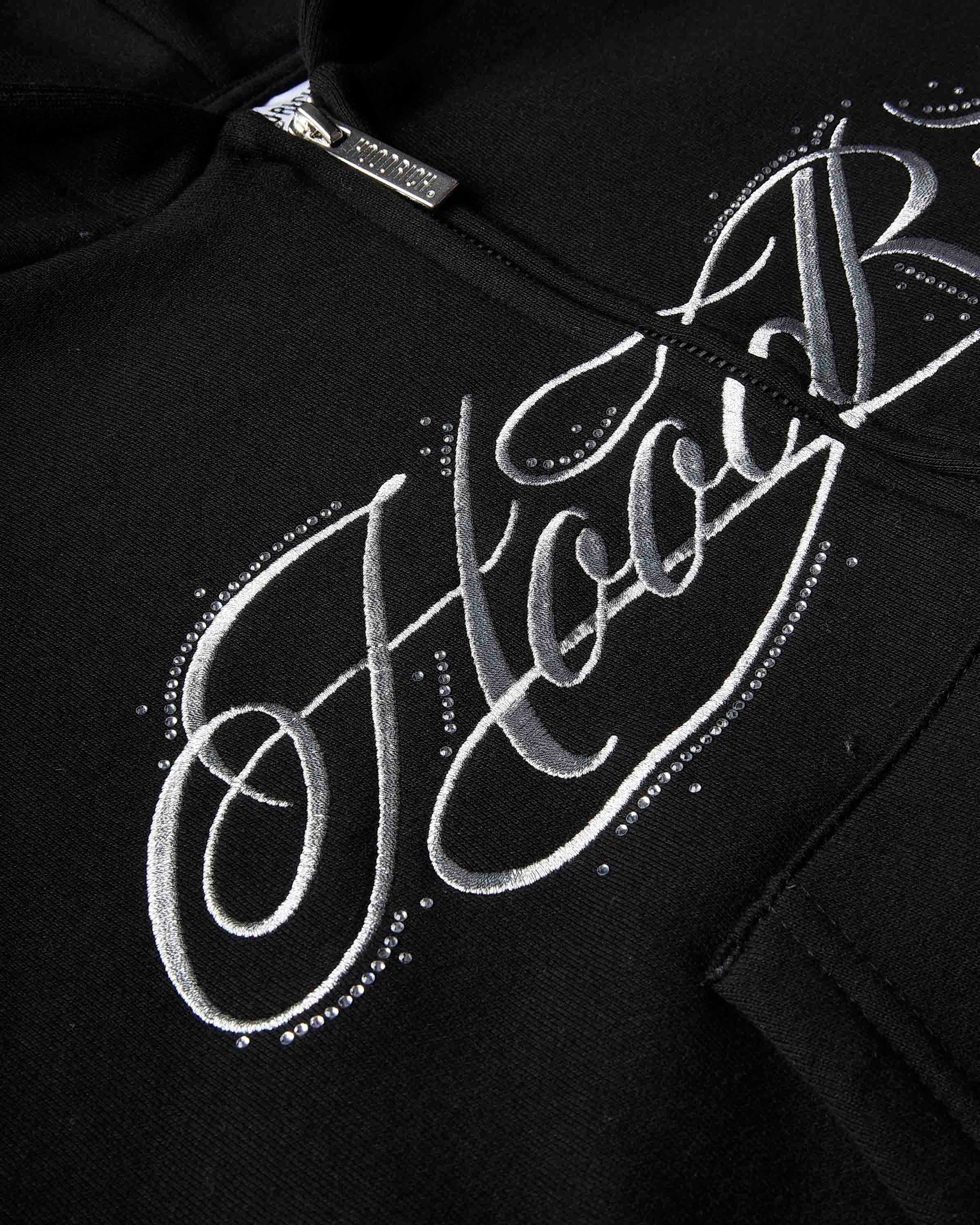 Solace Boxy Zip Hoodie - Black/Silver Rhinestone 6