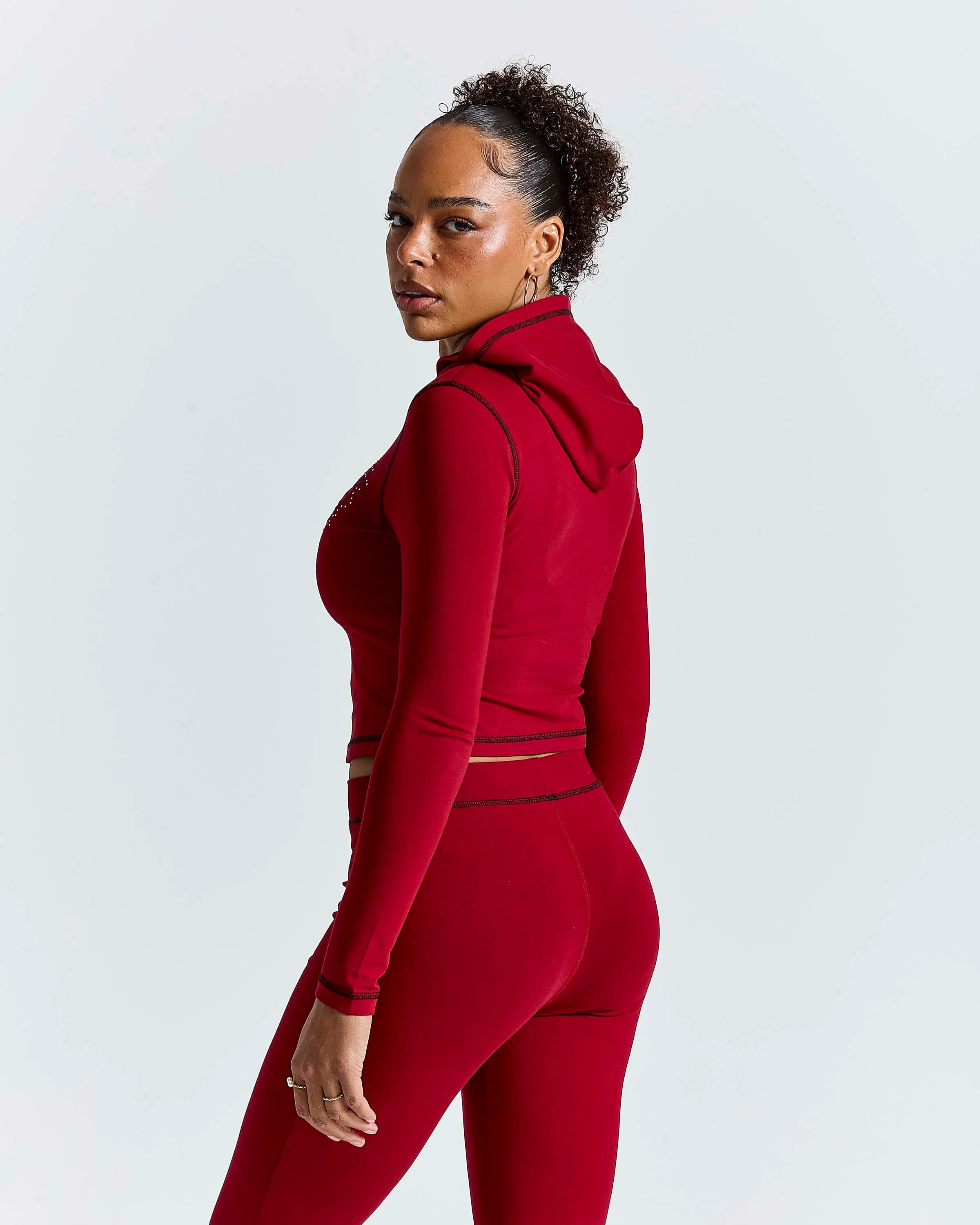 Gleam Fitted Zip Hoodie - Red/Black 3
