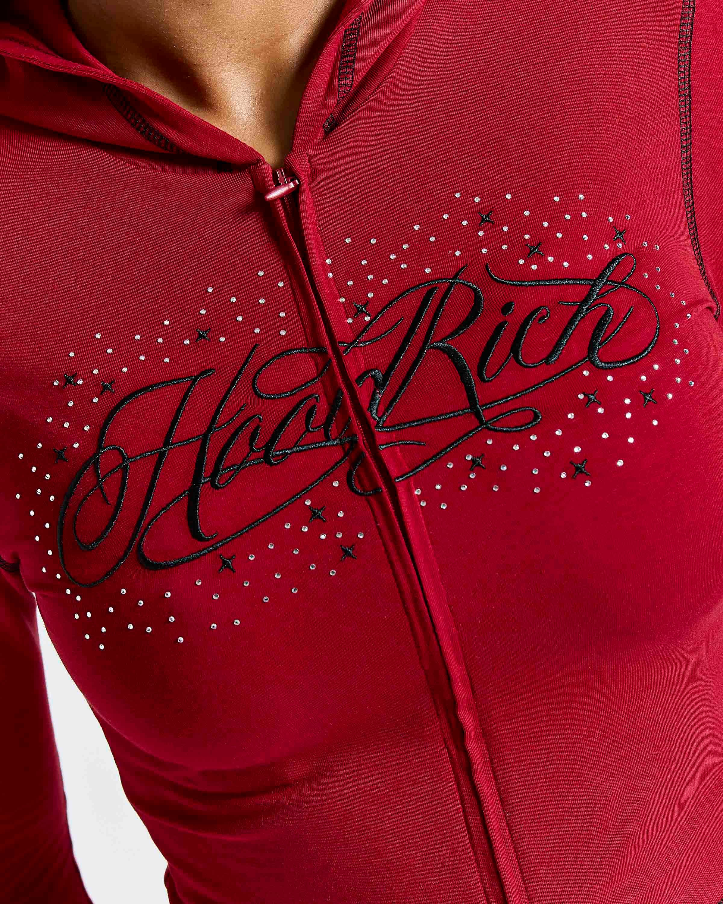 Gleam Fitted Zip Hoodie - Red/Black 4