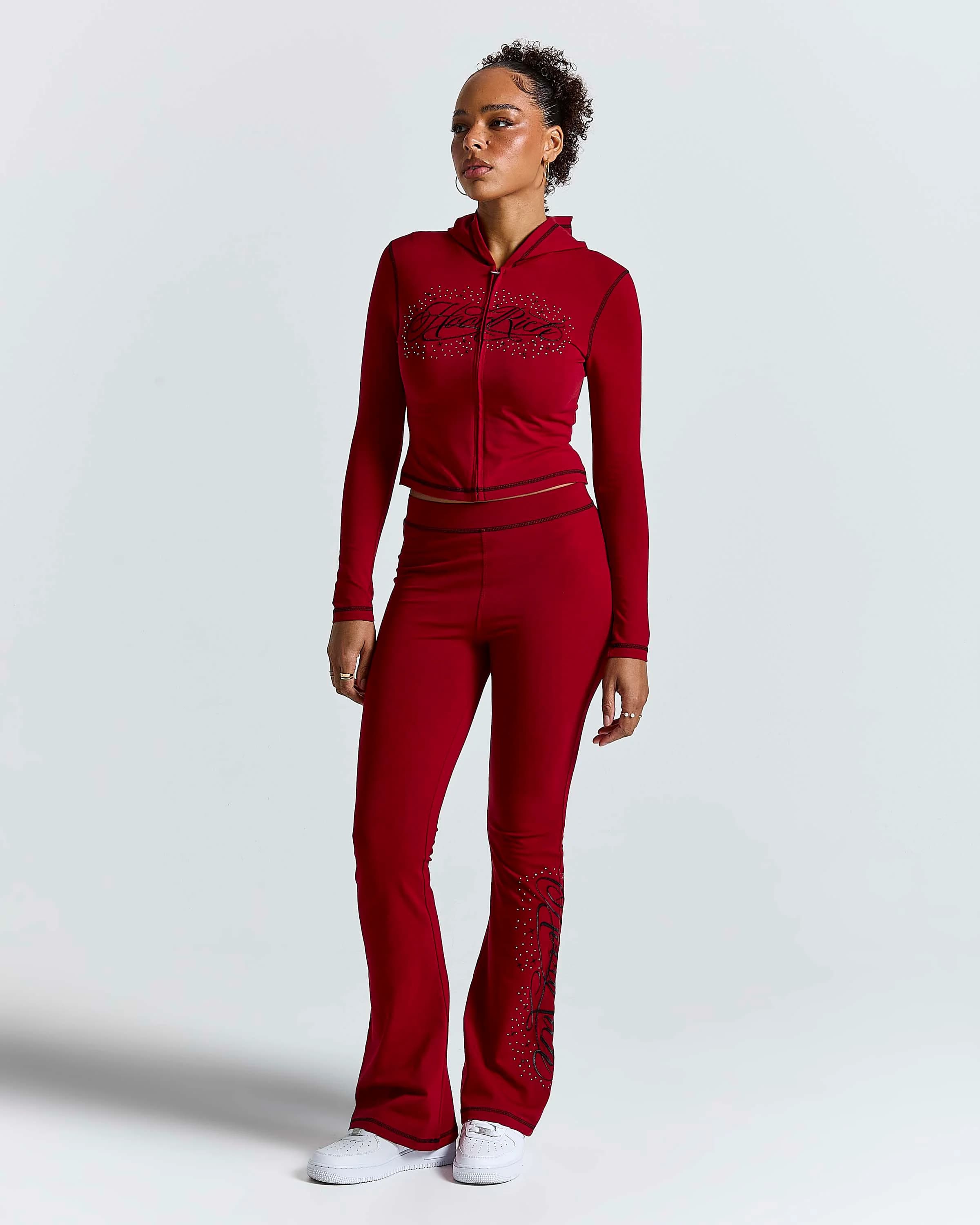 Gleam Fitted Zip Hoodie - Red/Black 7