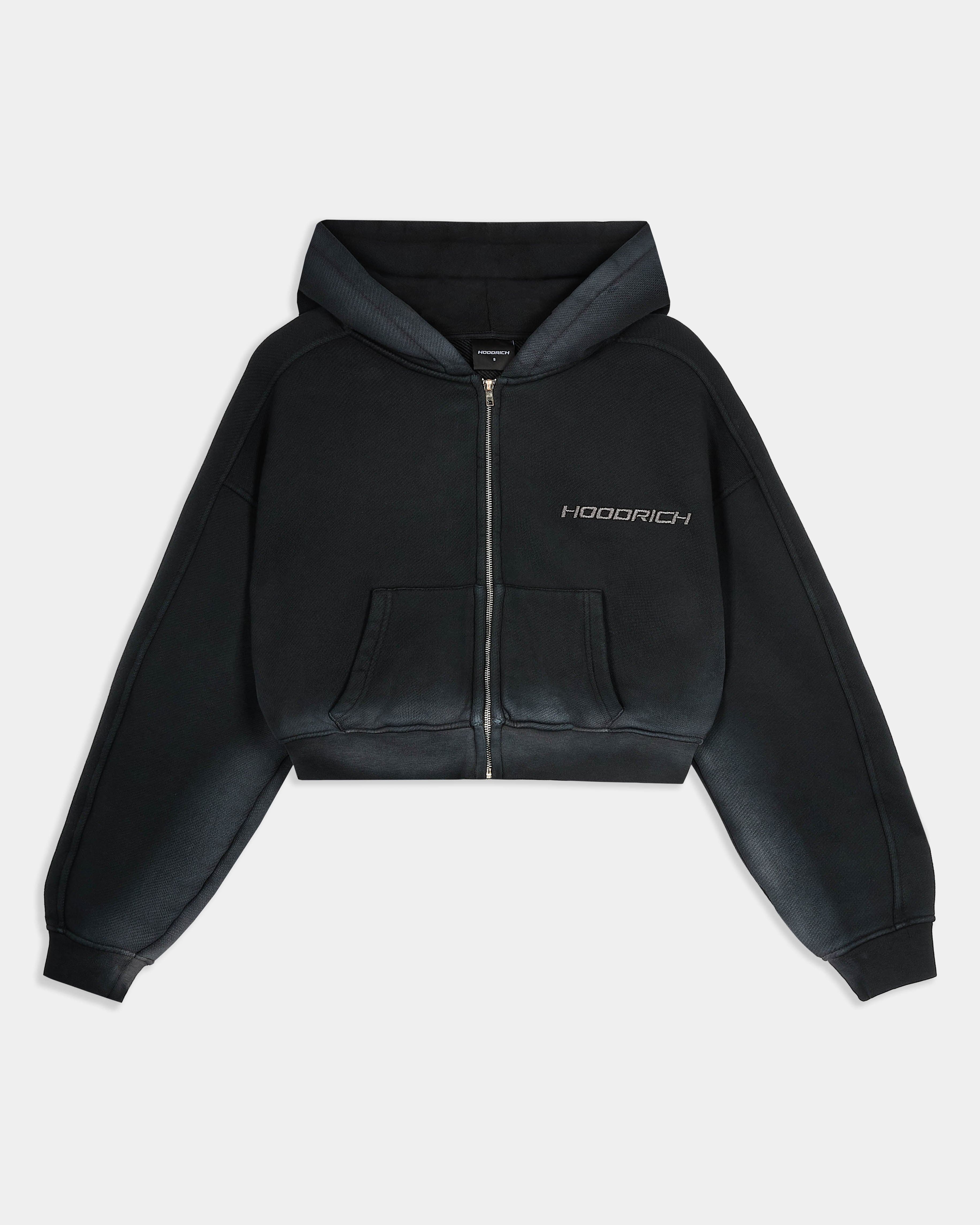 Women's Ghost Boxy Fit Zip Hoodie - Black by Hoodrich