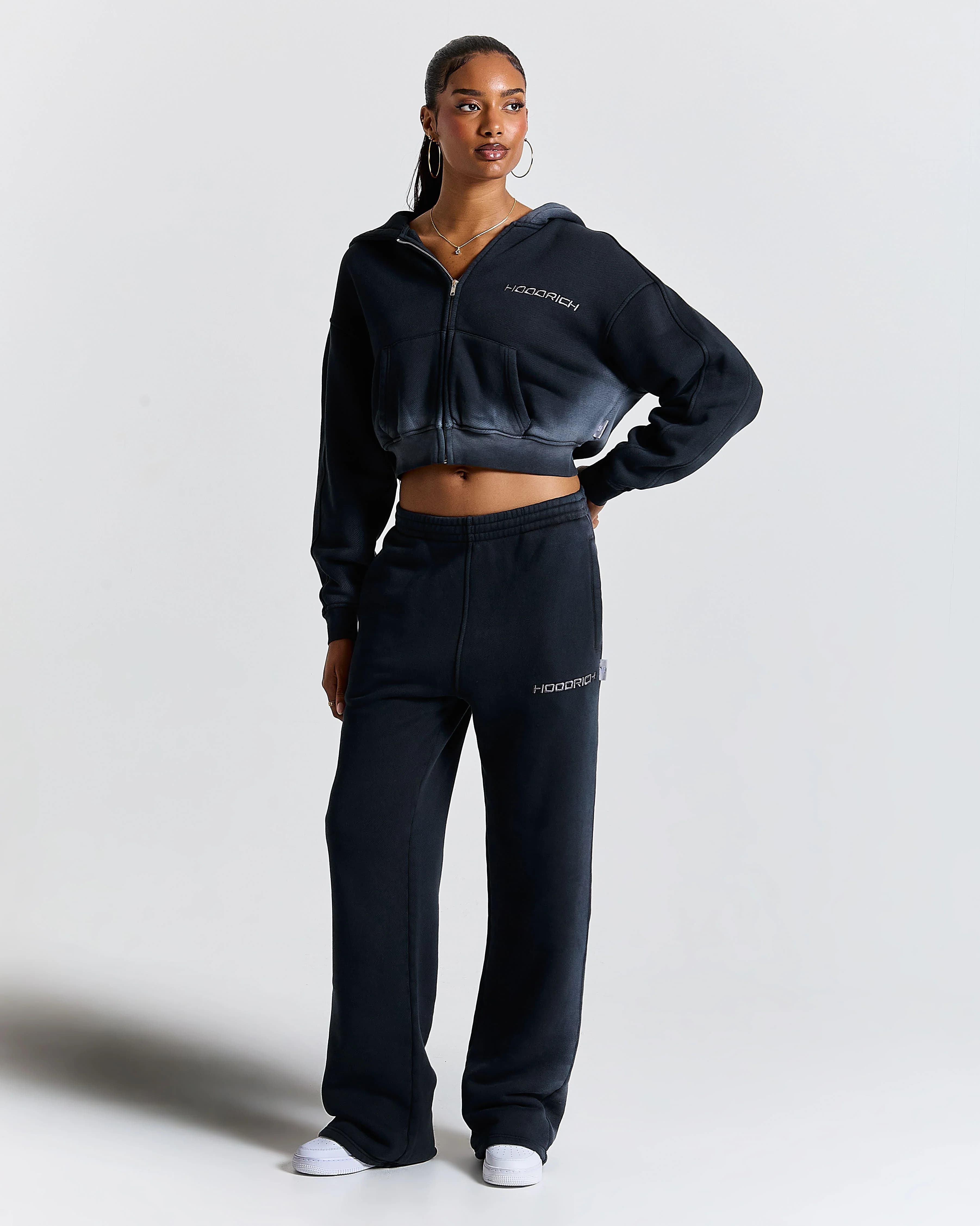 Women's Ghost Boxy Fit Zip Hoodie - Black 5