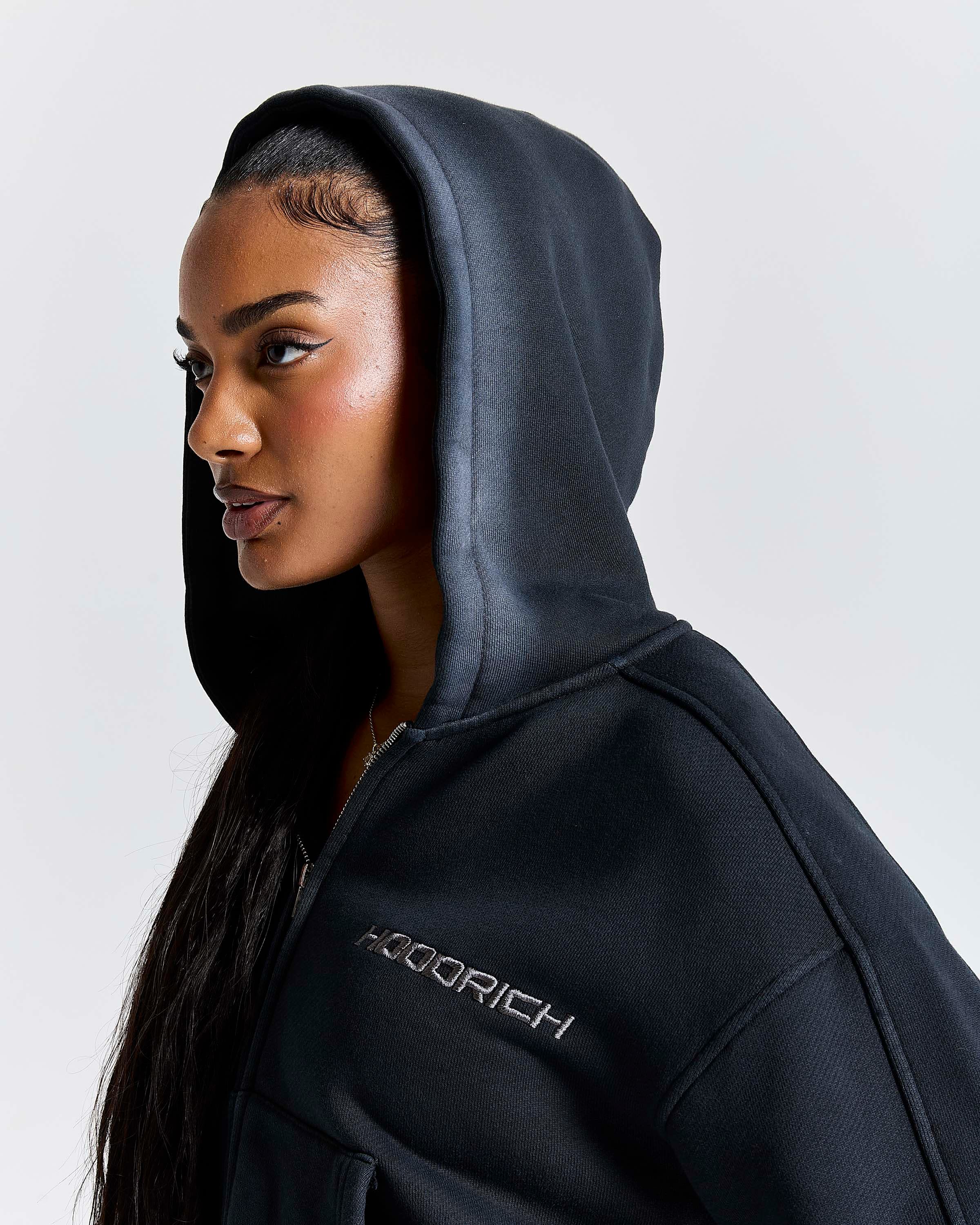 Women's Ghost Boxy Fit Zip Hoodie - Black 6