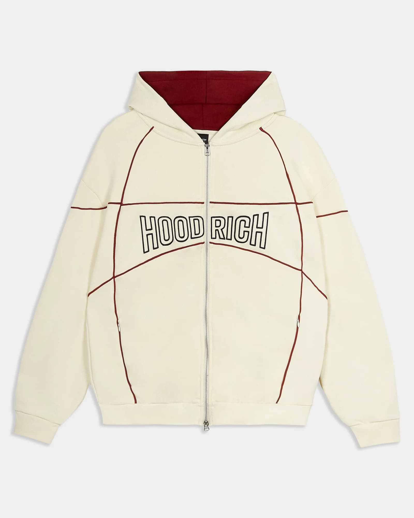 Trace Zip Relaxed Fit Hoodie - Ivory by Hoodrich