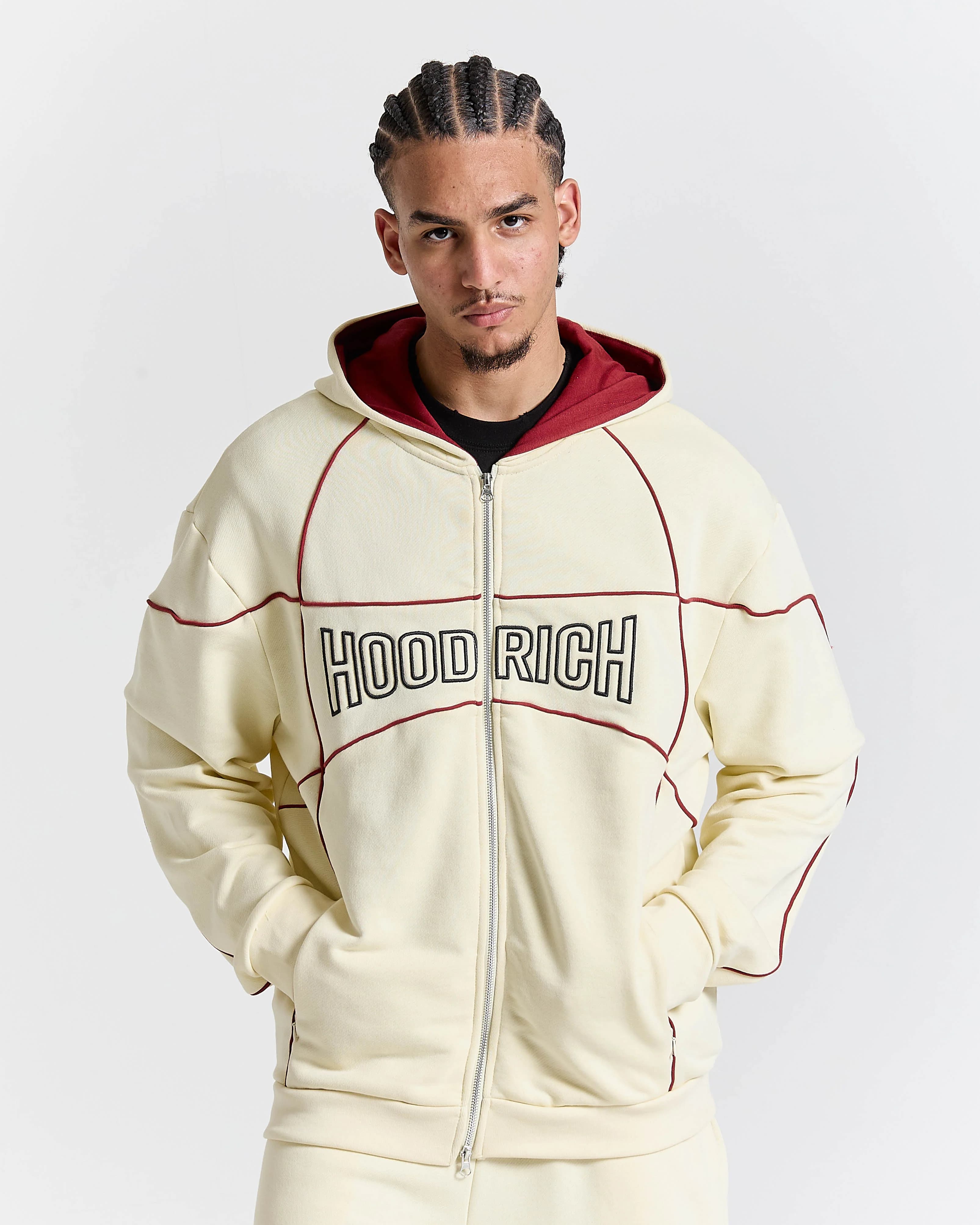 Trace Zip Relaxed Fit Hoodie - Ivory 2