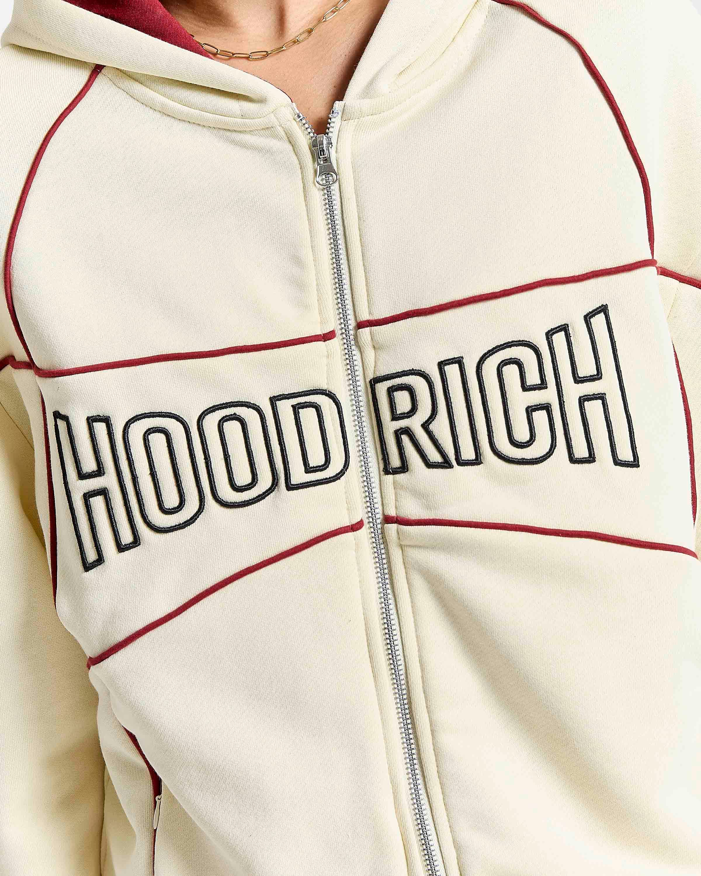 Trace Zip Relaxed Fit Hoodie - Ivory 13