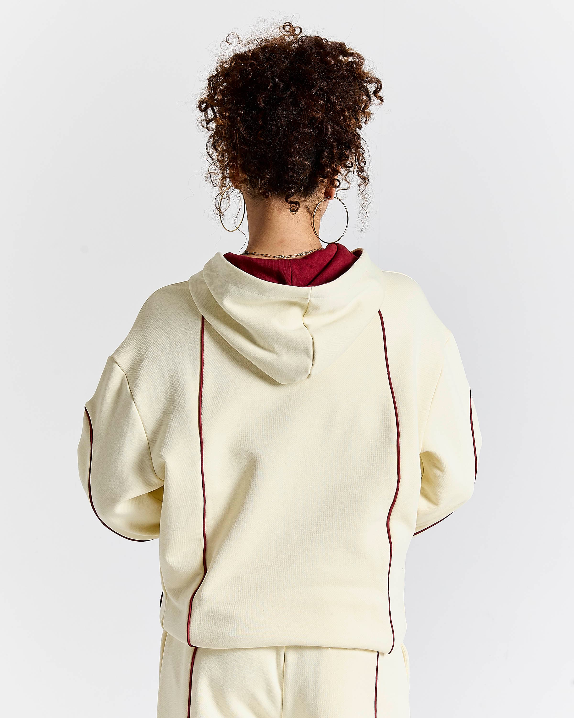 Trace Zip Relaxed Fit Hoodie - Ivory 16