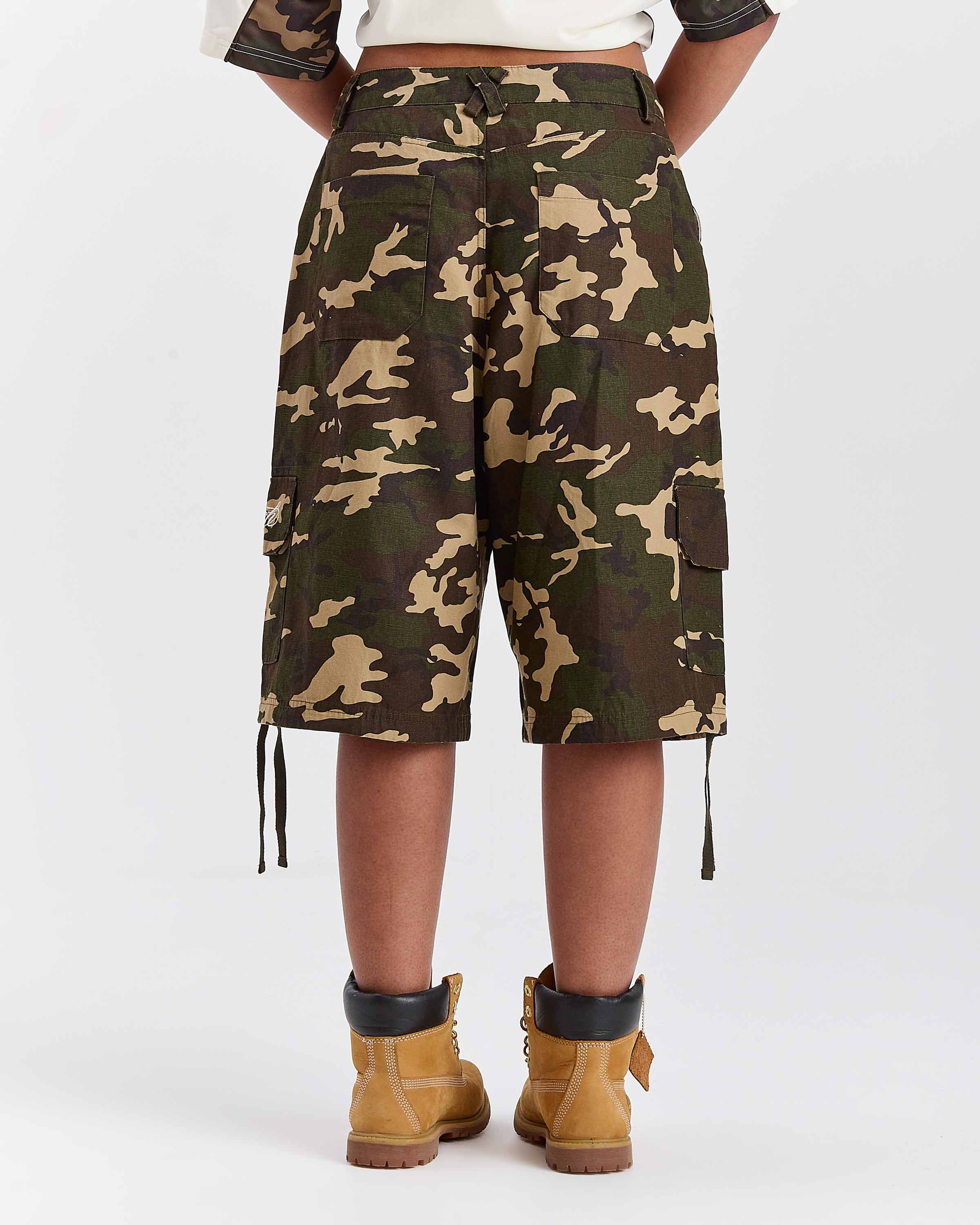 Field Oversized Cargo Woven Jort - Camo 3