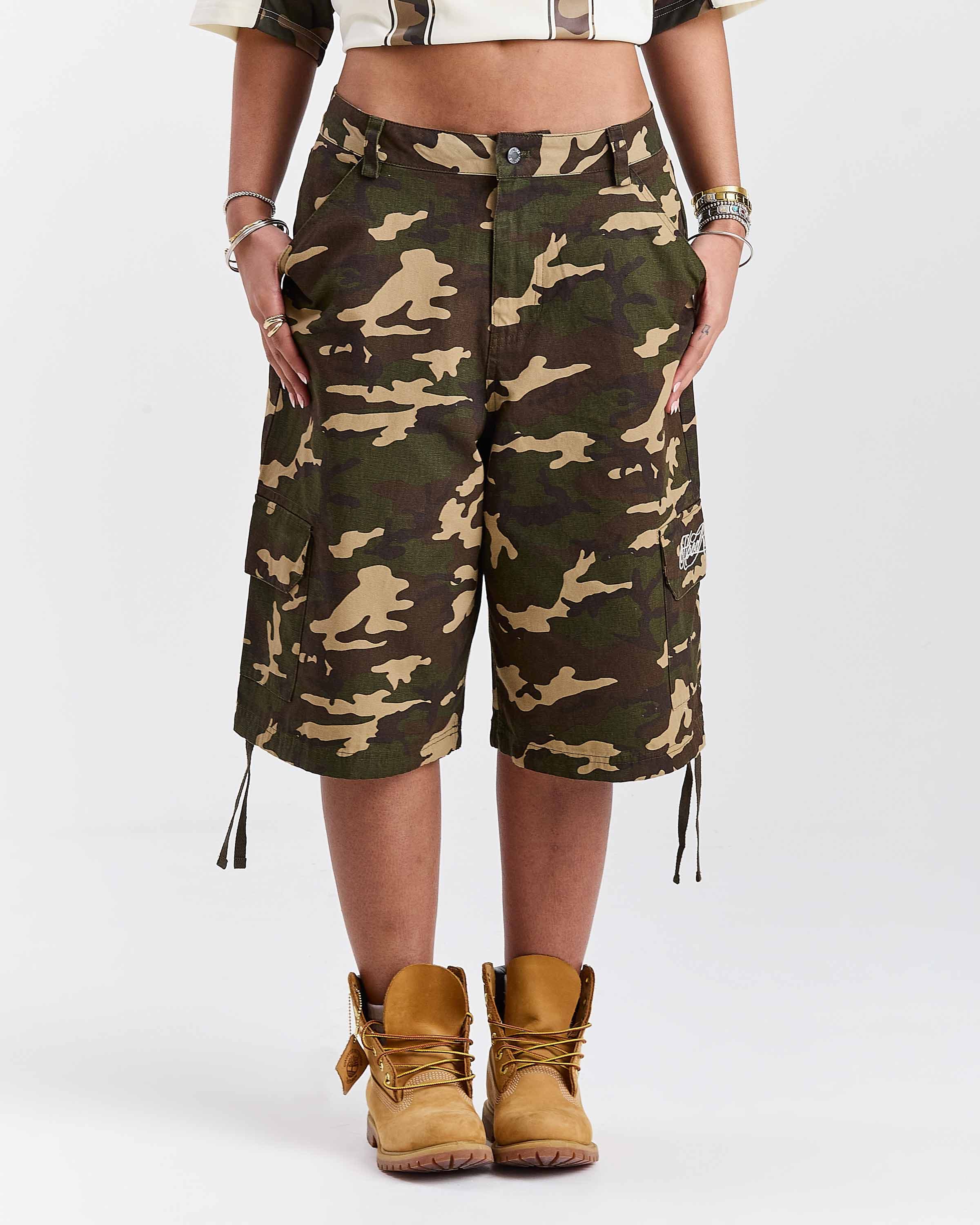 Field Oversized Cargo Woven Jort - Camo by Hoodrich