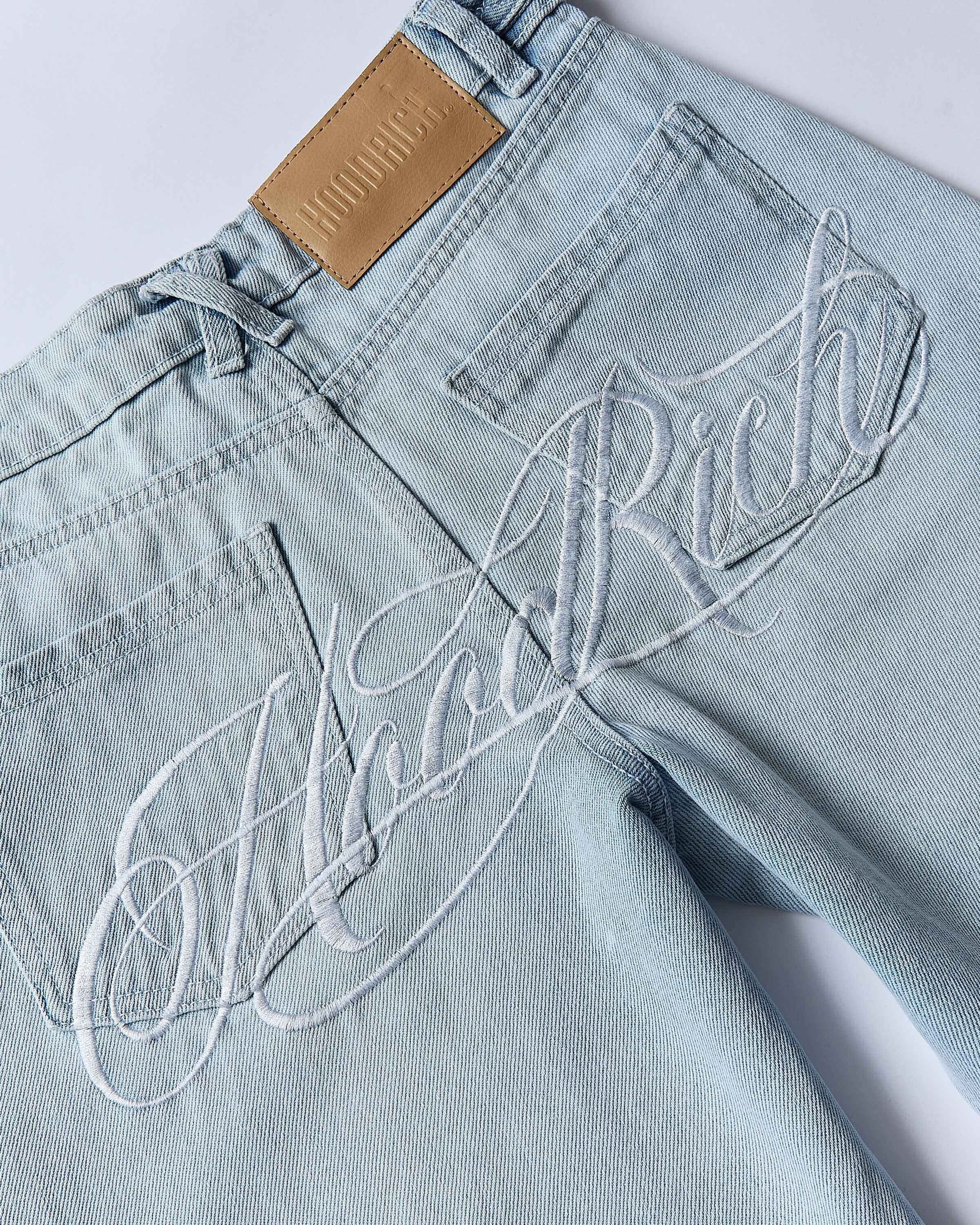 Solace Wide Leg Jeans - Bleached Blue/White 3