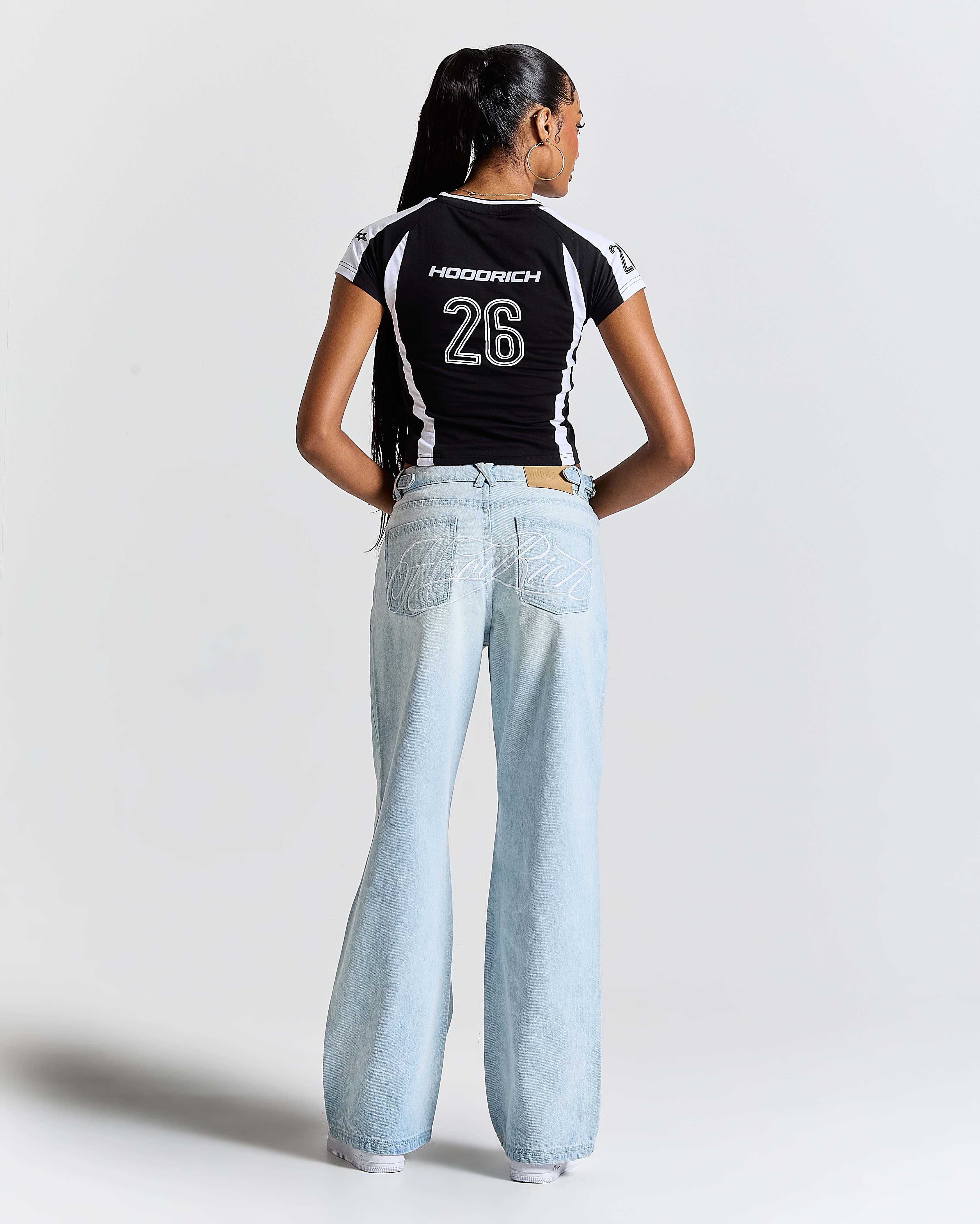 Solace Wide Leg Jeans - Bleached Blue/White 7