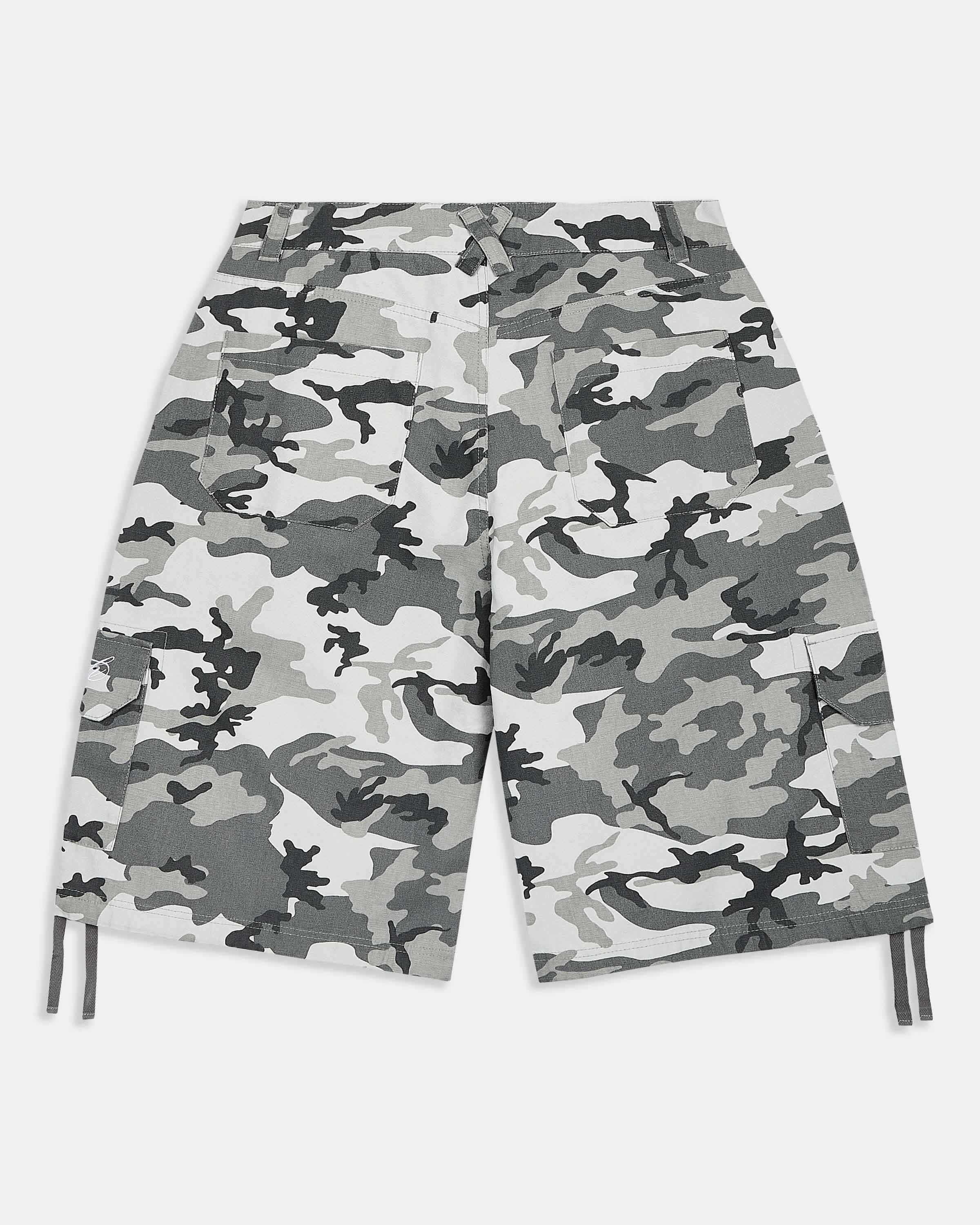 Field Oversized Cargo Woven Jort - Grey Camo by Hoodrich
