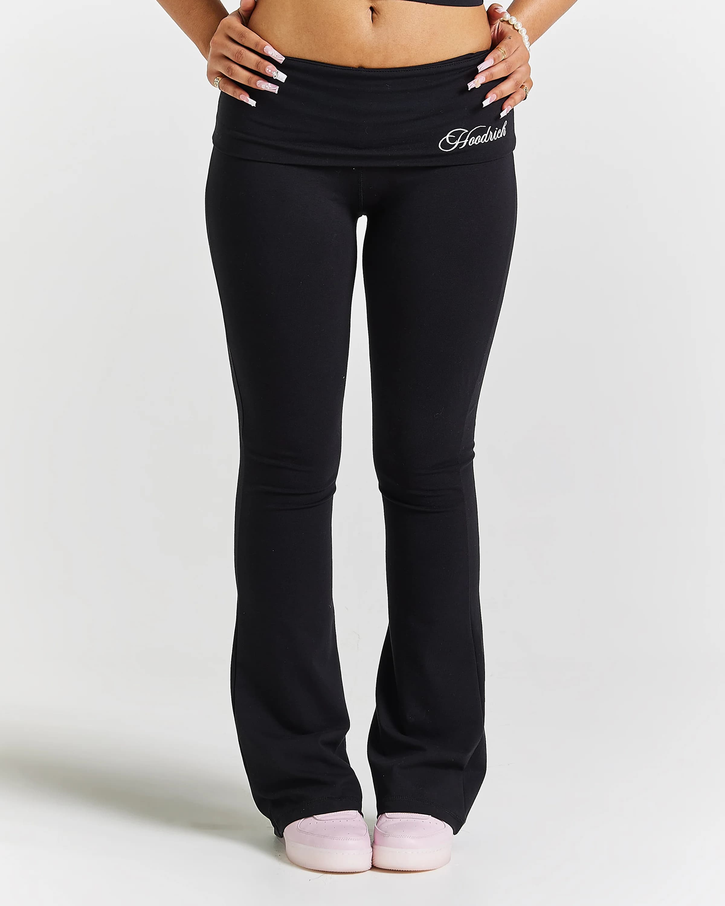 Poise Fold Over Flare Leggings - Black/white 8