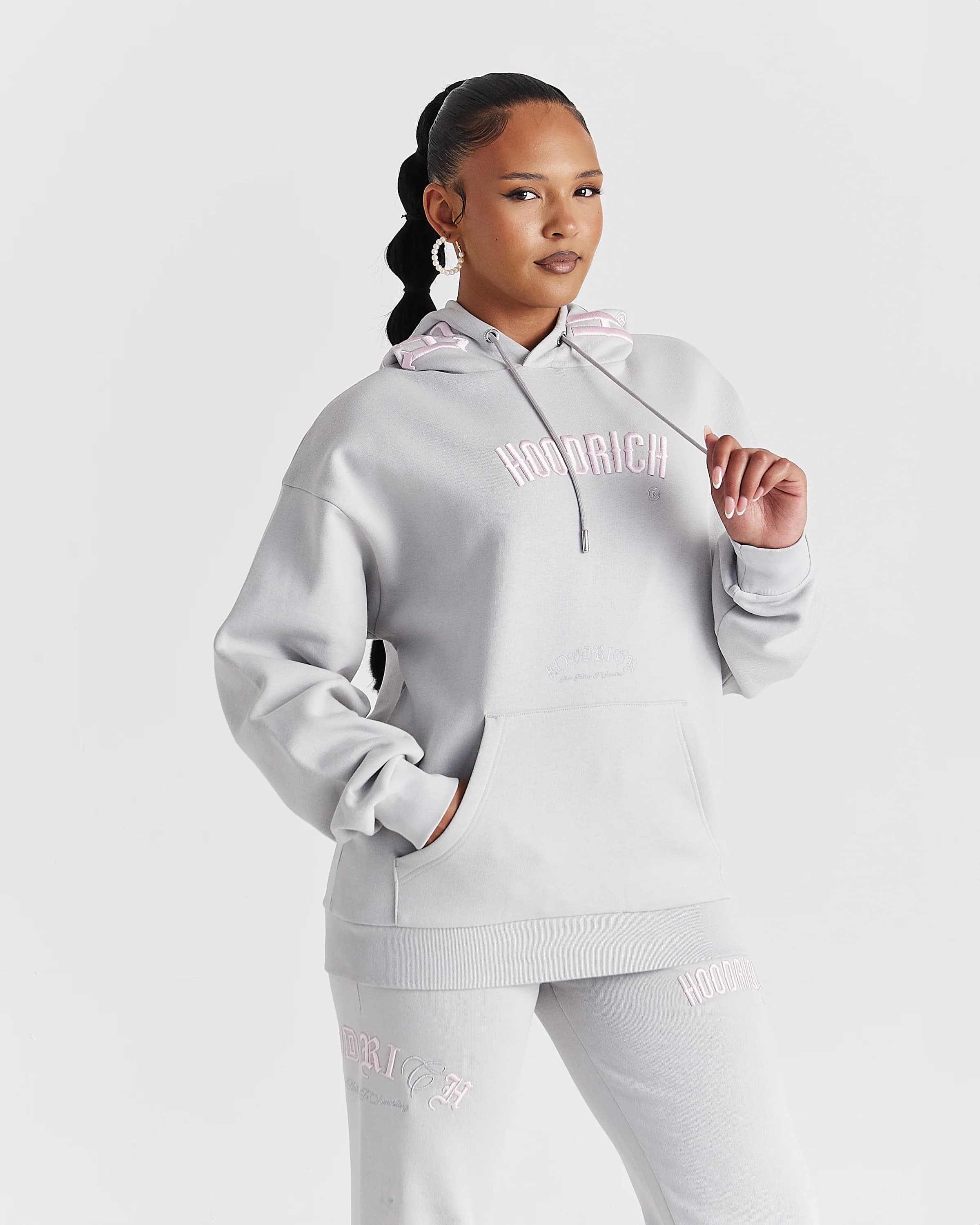 Calor Oversized Hoodie - Light Grey/Pink 6