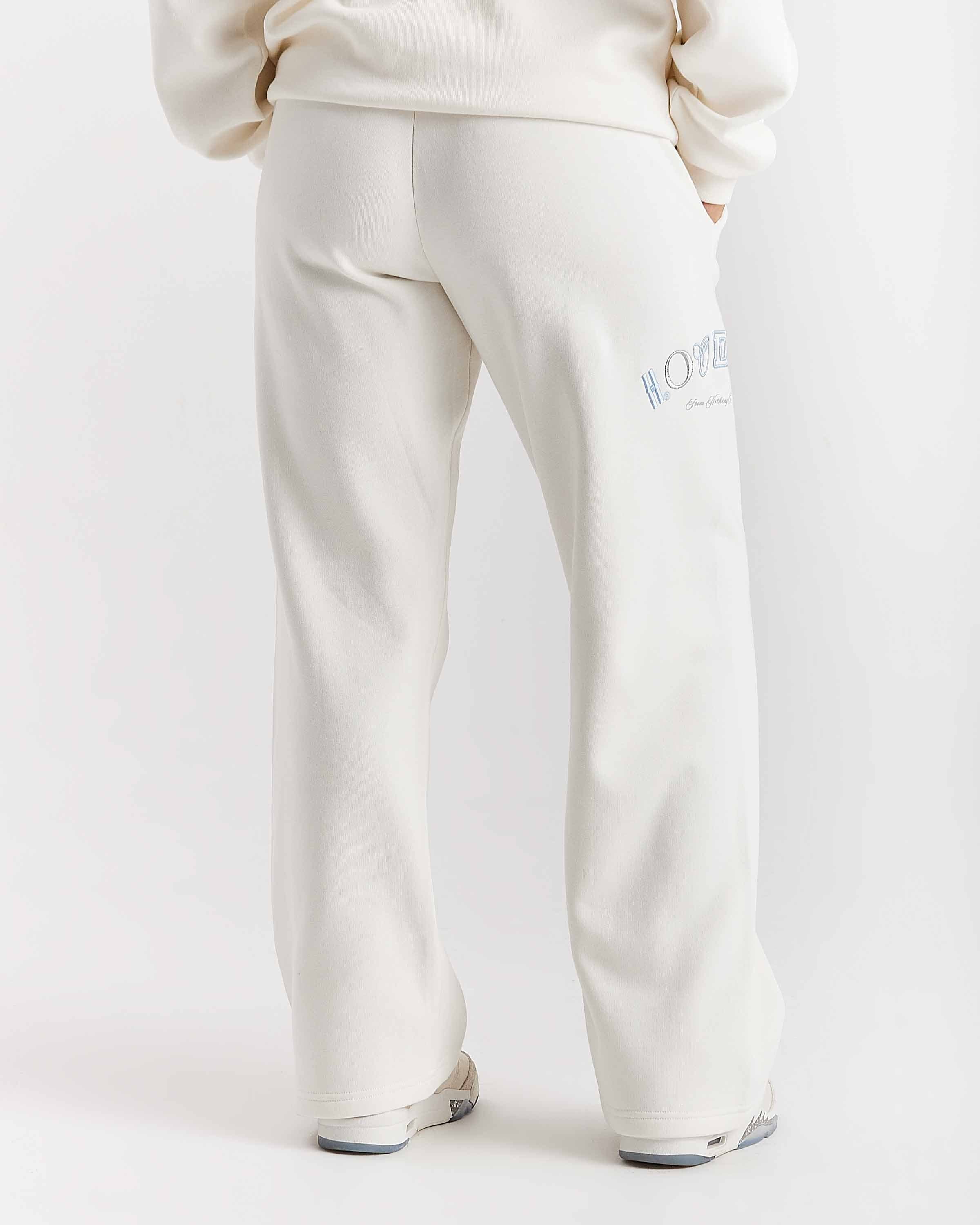 Calor Oversized Wide Leg Joggers - Off White/Blue 2