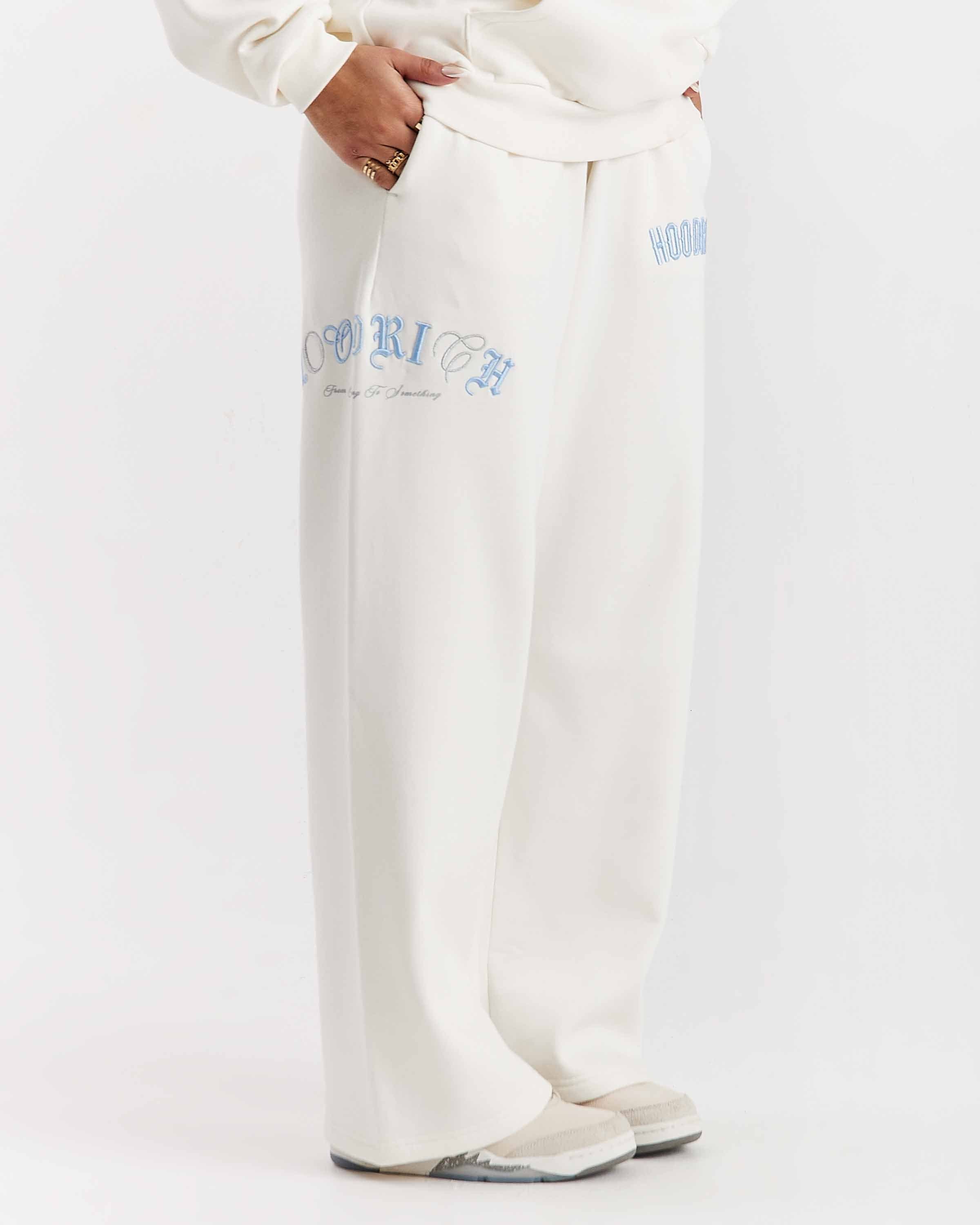Calor Oversized Wide Leg Joggers - Off White/Blue 7