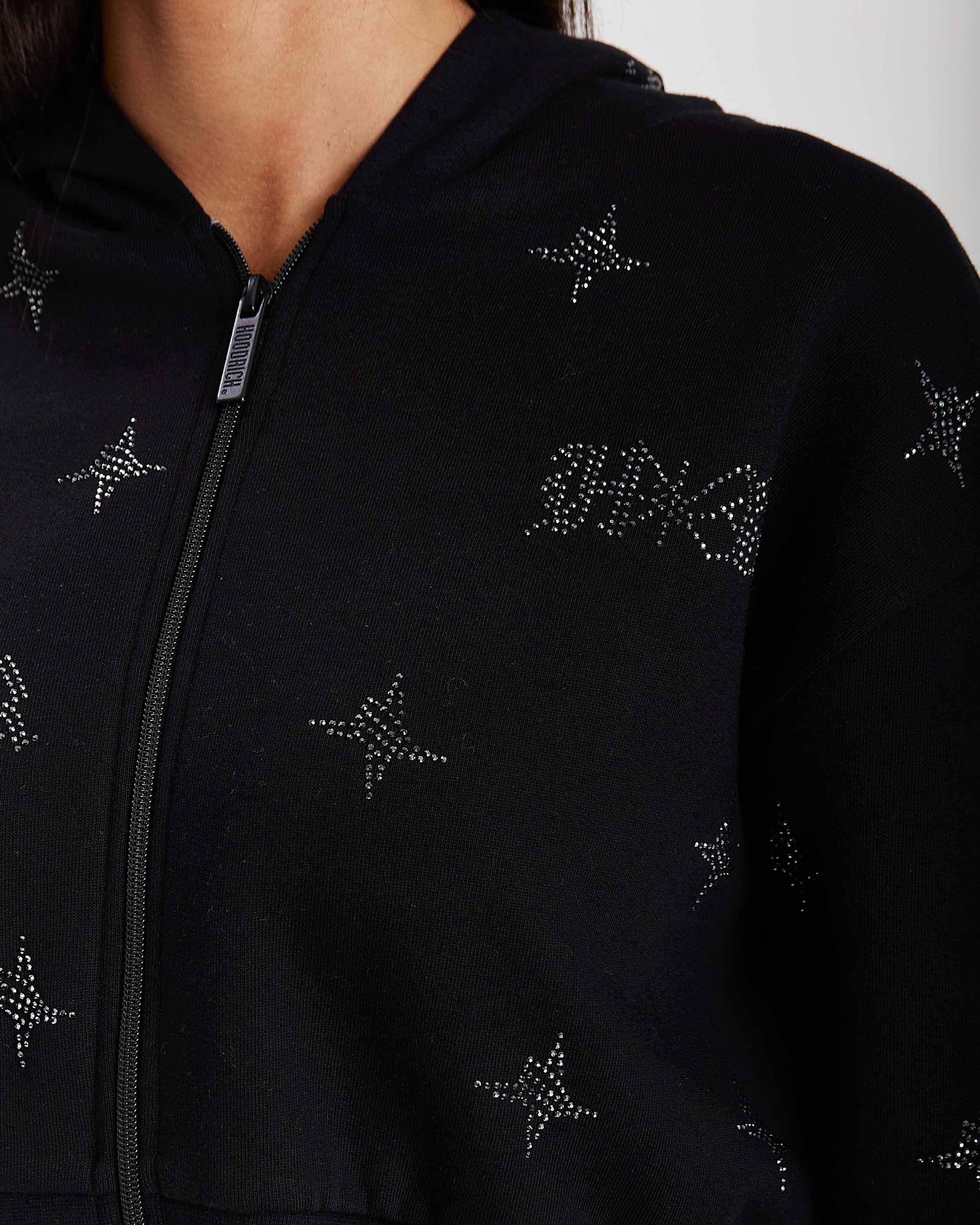 Razor Cropped Zip Hoodie - Black/Silver 5