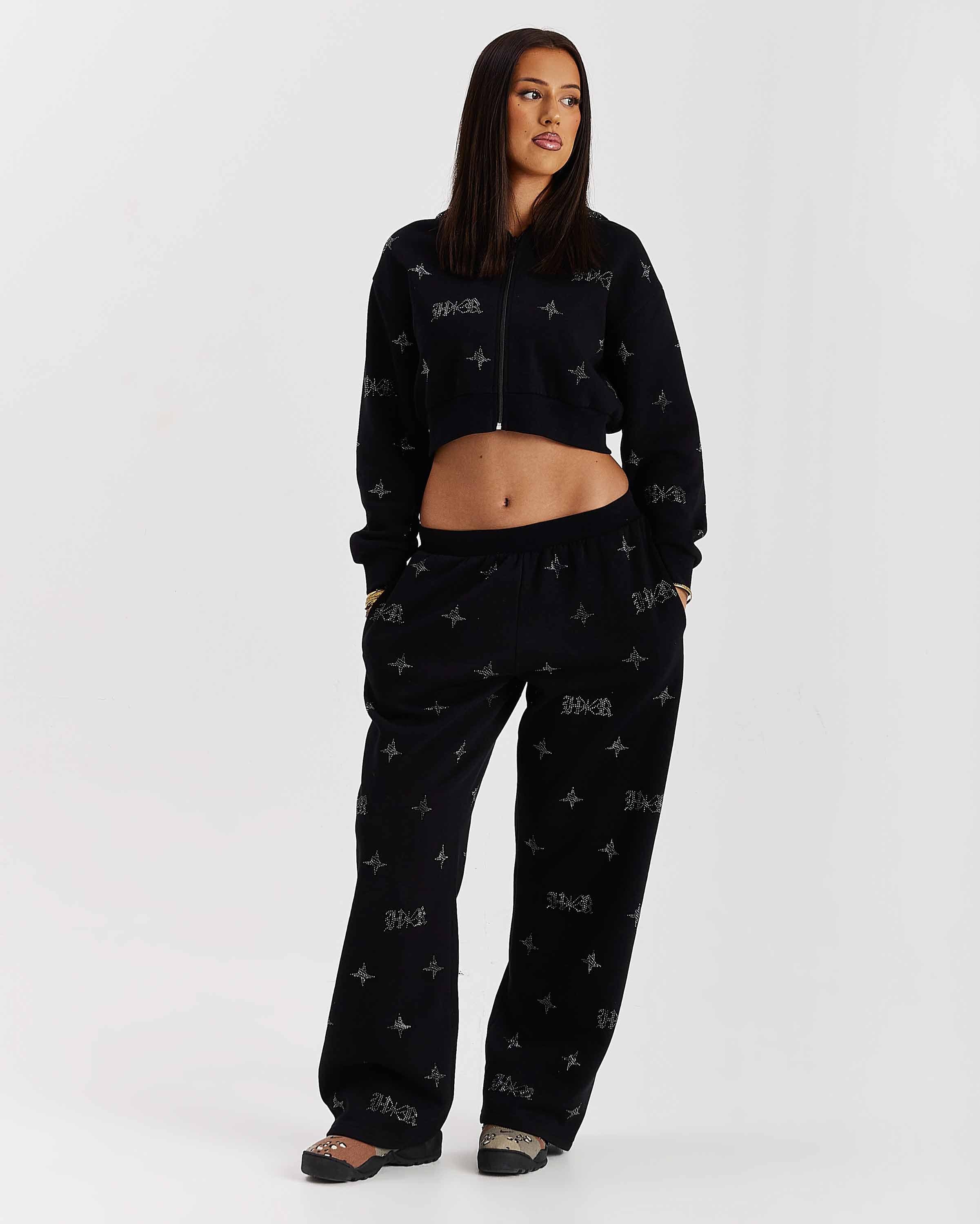 Razor Cropped Zip Hoodie - Black/Silver 8