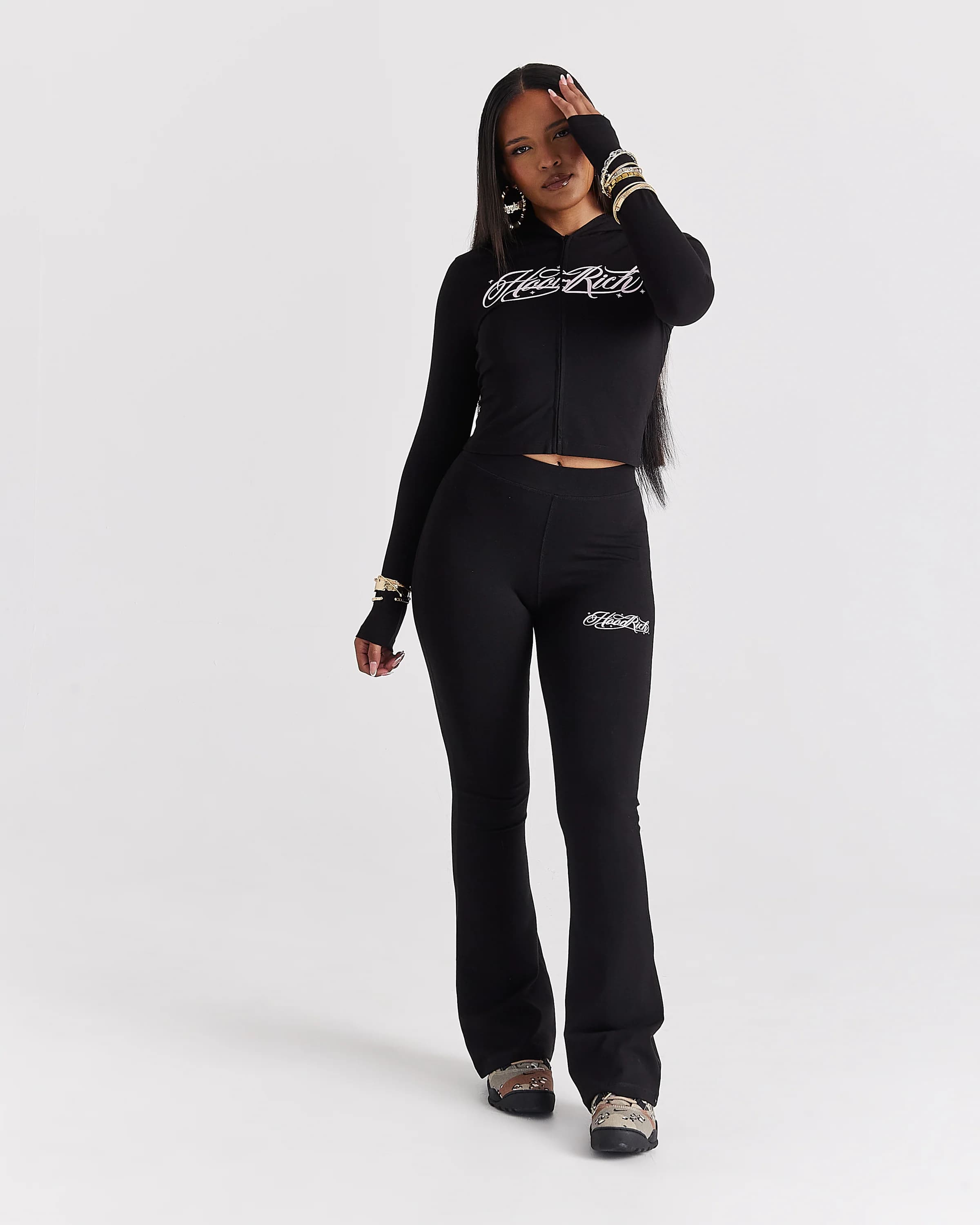 Solace Flare Leggings - Black/Pink 3