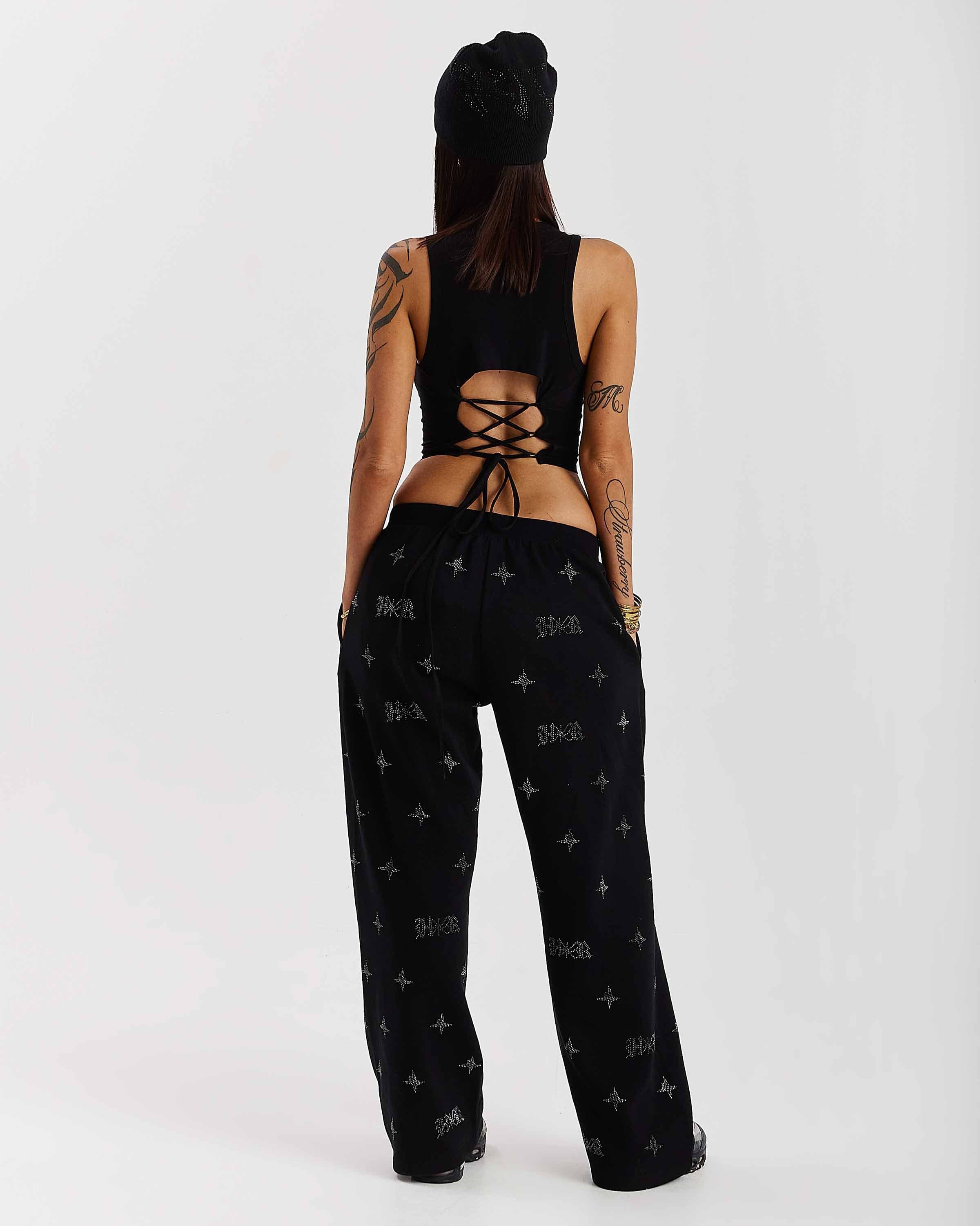 Solace Tie Back Racer Vest - Black/Pink 6