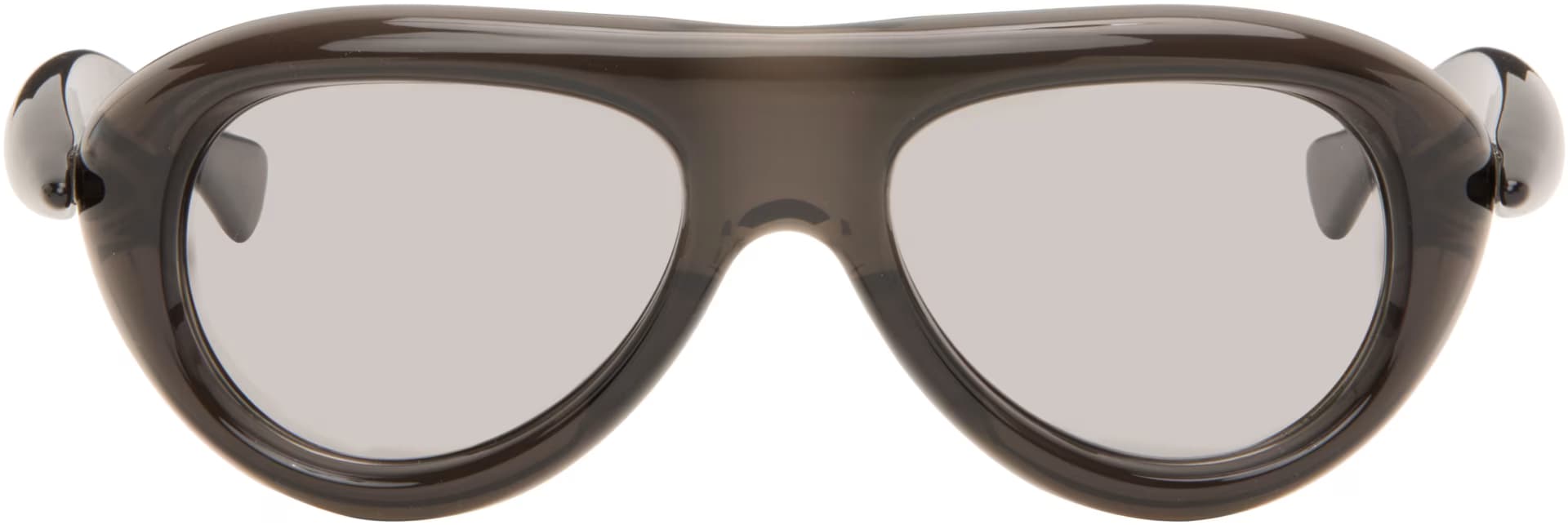 Gray Sardine Aviator Sunglasses by Bottega Veneta