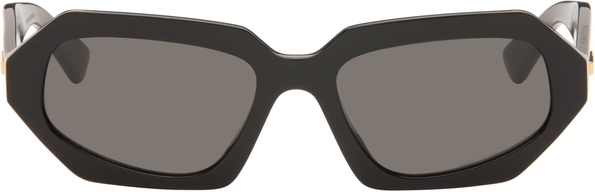 Black Classic Oval Sunglasses by Bottega Veneta