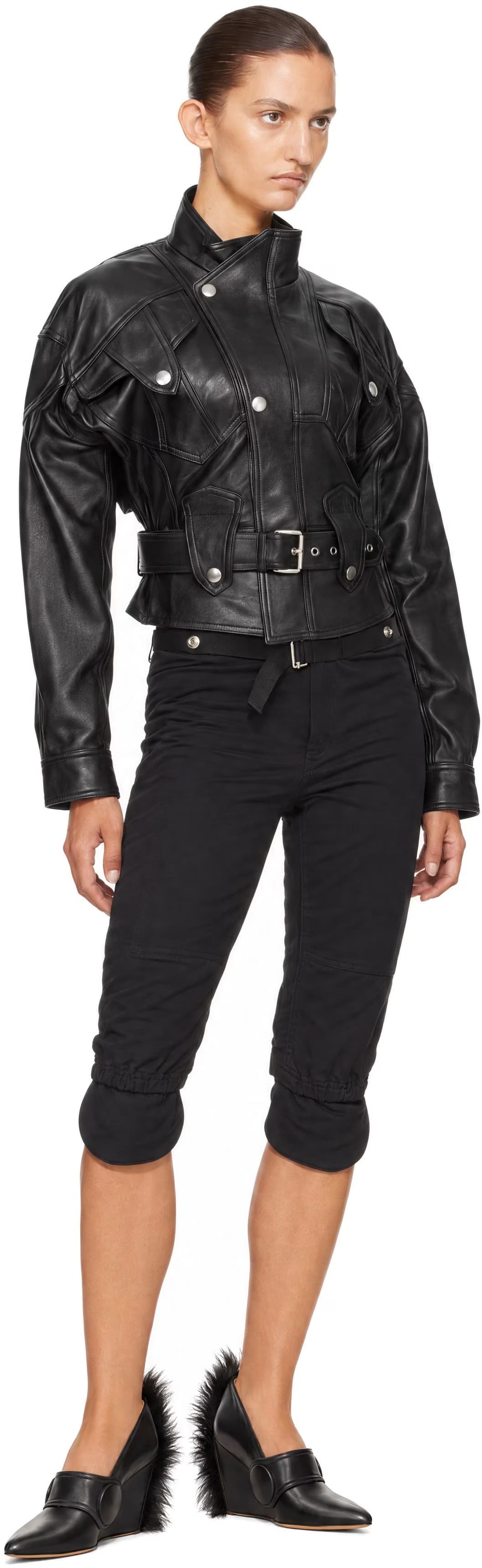 Black Fringe Leather Jacket by VAQUERA