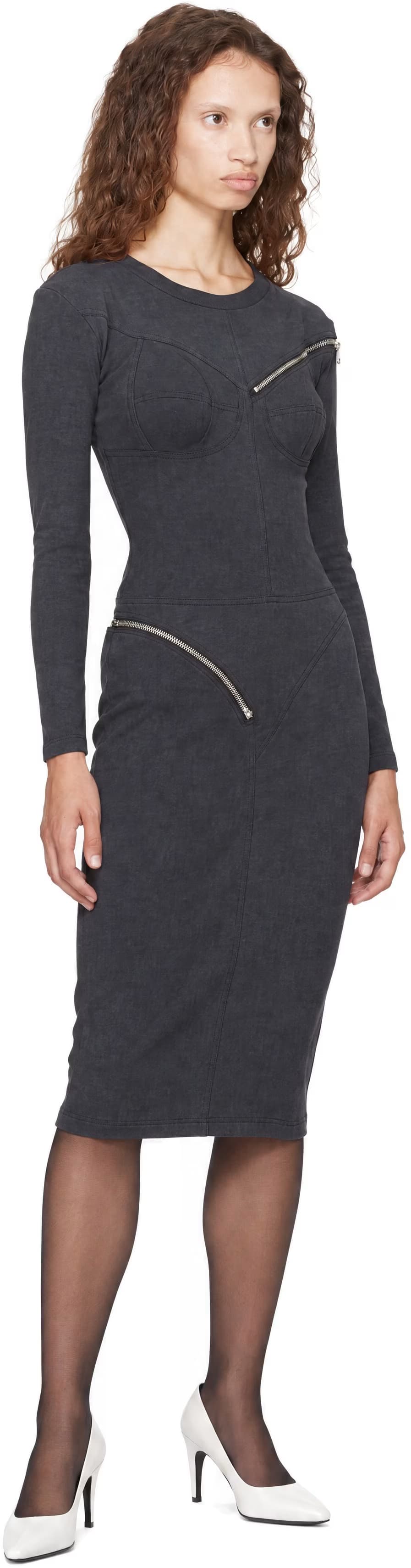 Gray Zipper Midi Dress by Vaquera