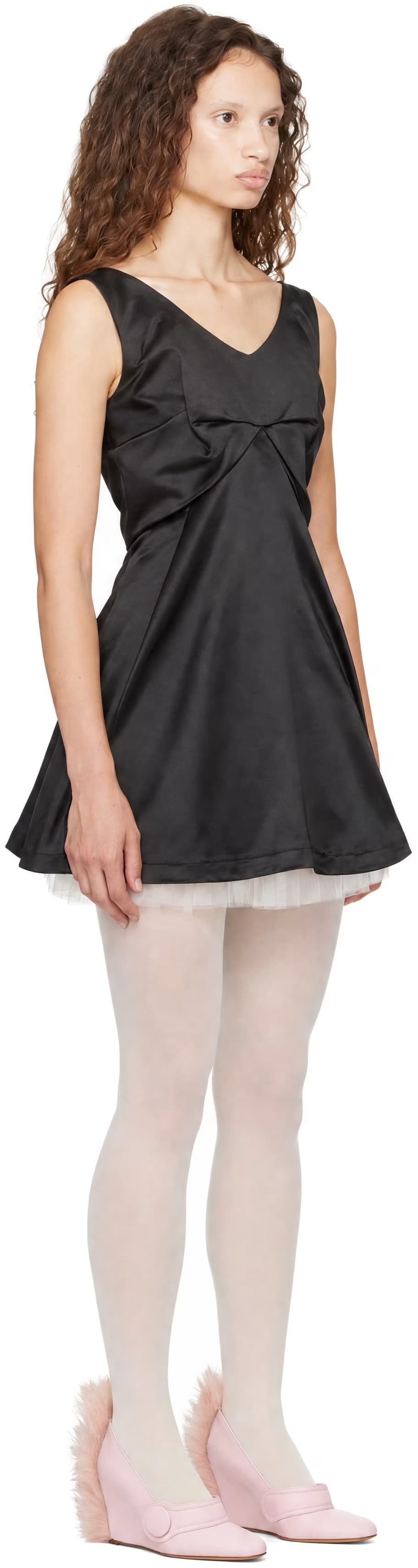 Black Satin Belted Tutu Minidress 2