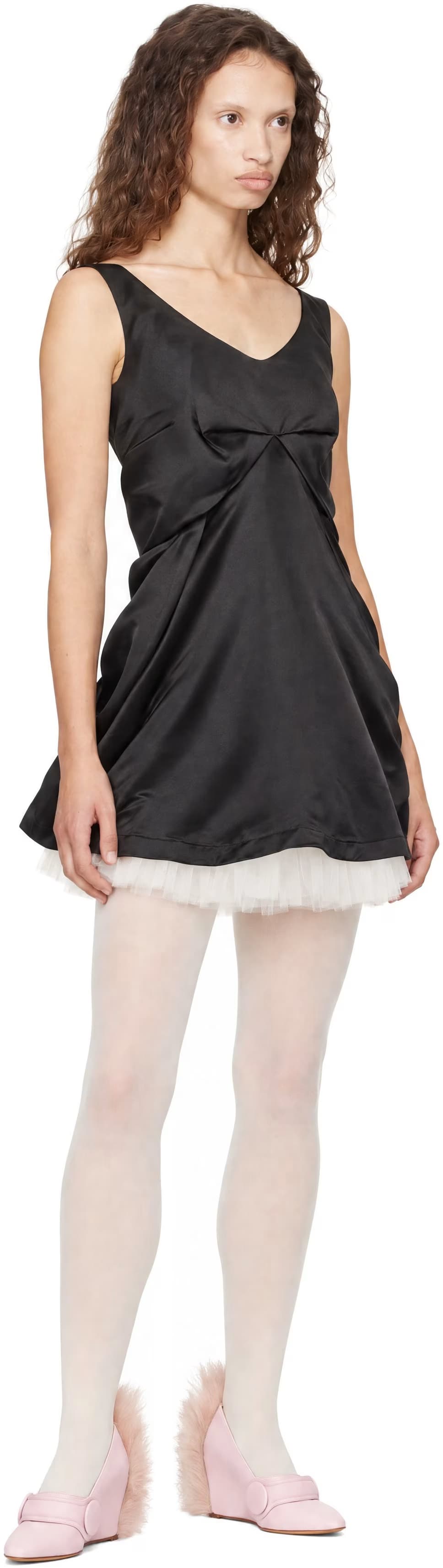 Black Satin Belted Tutu Minidress 4