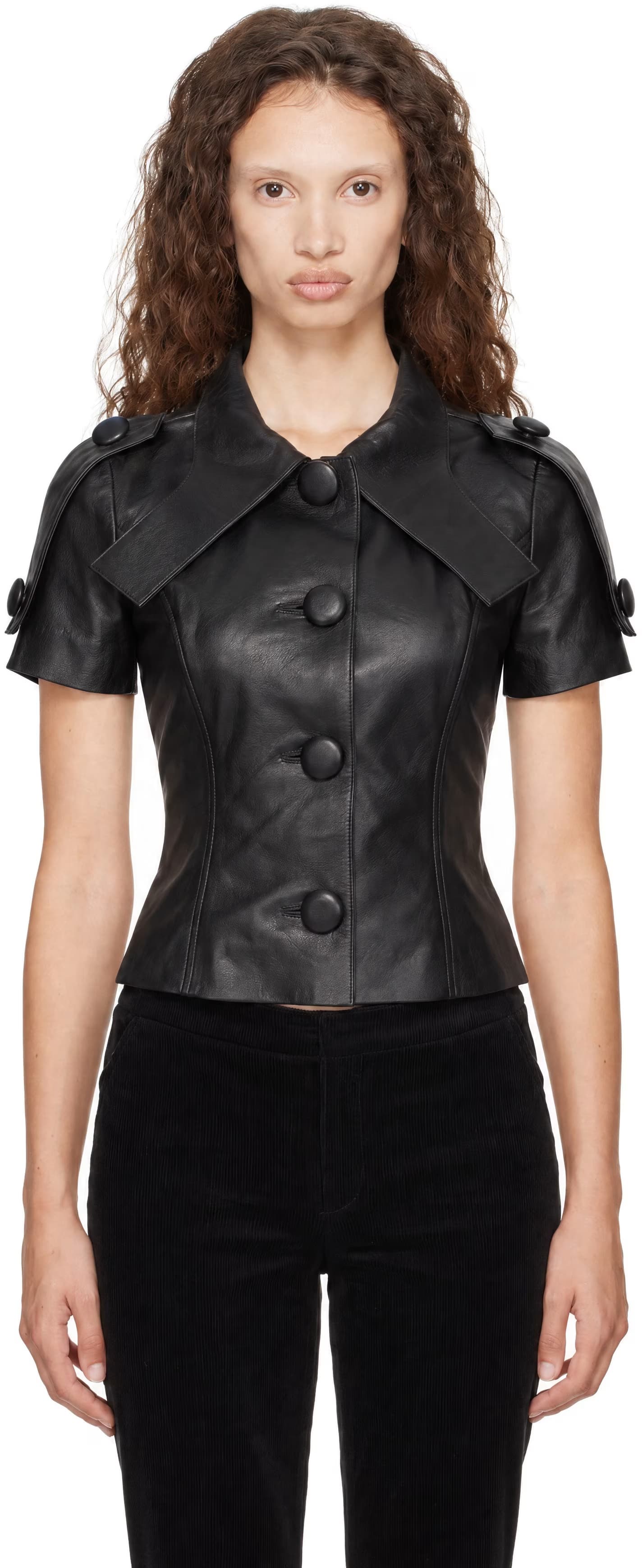 Black Leather Top by VAQUERA