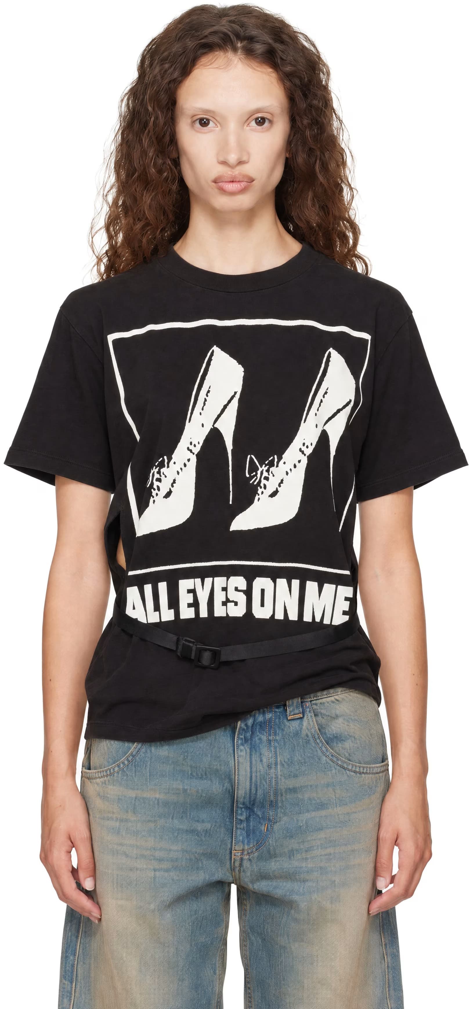Black 'All Eyes On Me' Belted T-shirt by VAQUERA