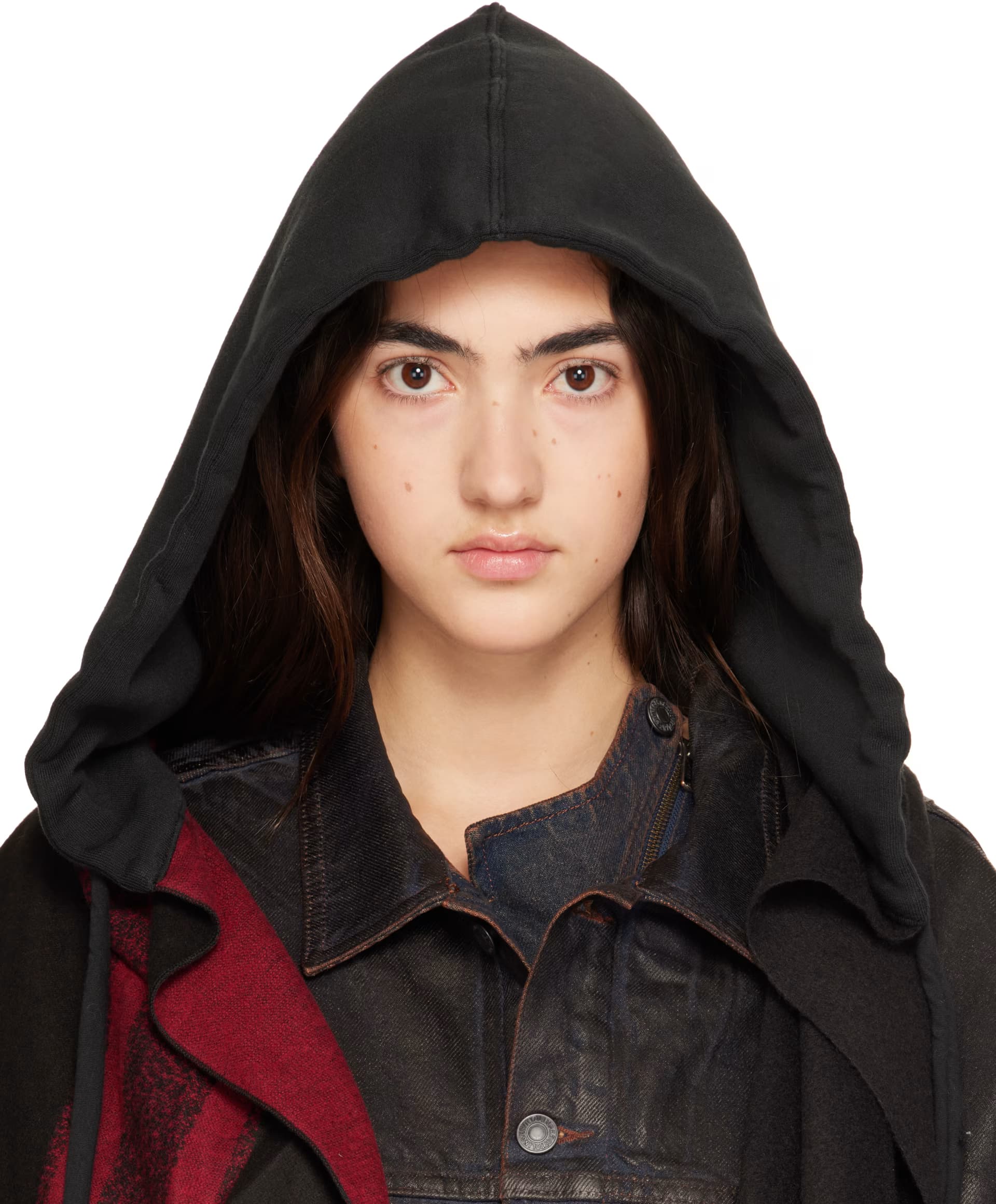 Black & Red Hooded Scarf by Ottolinger