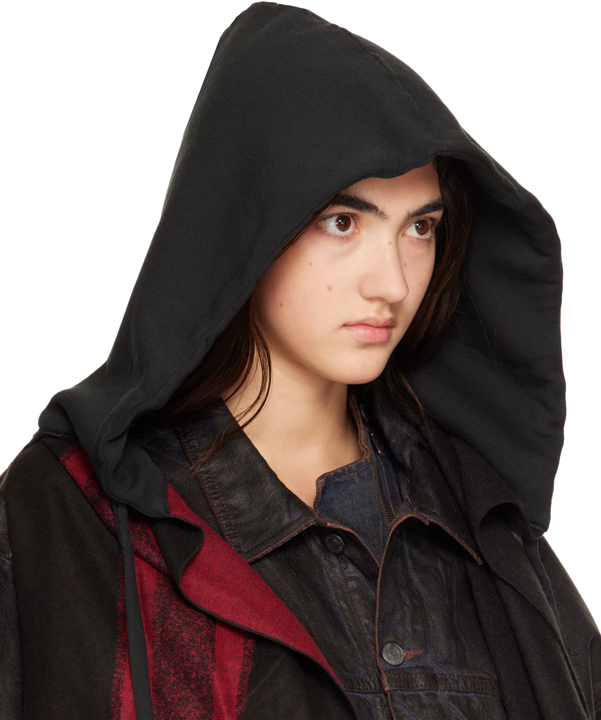 Black & Red Hooded Scarf by Ottolinger