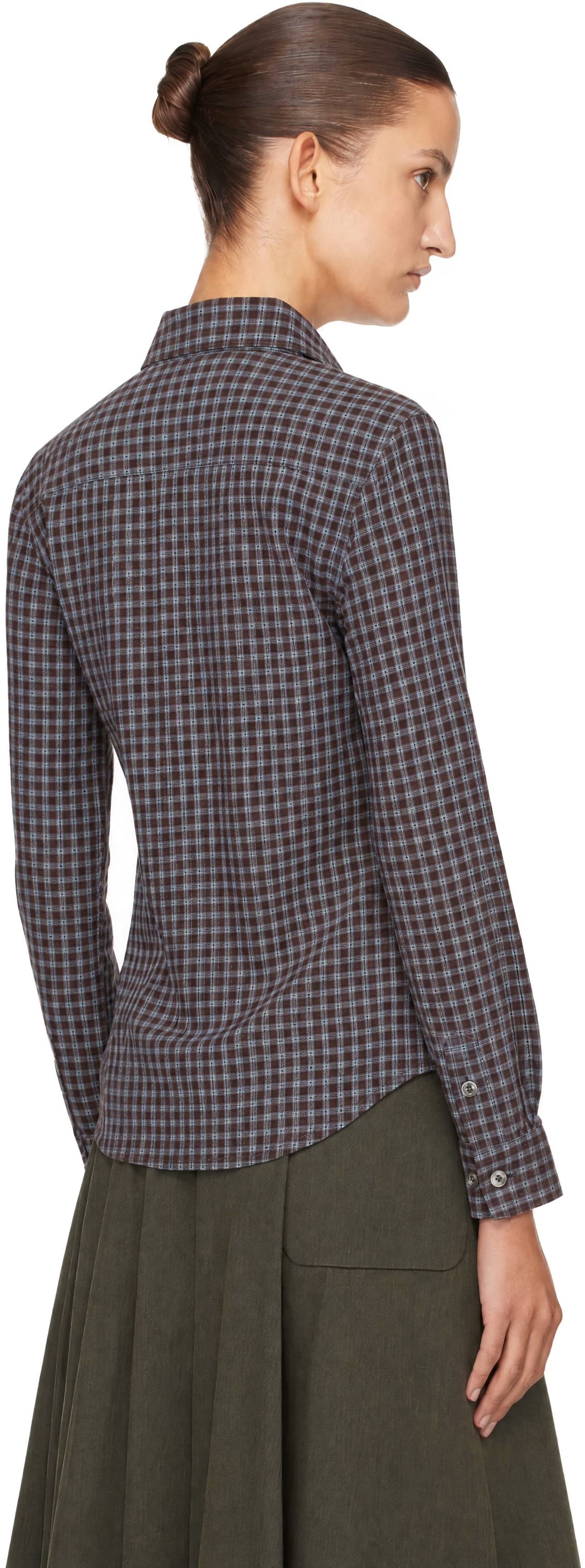 Brown Essential Slim Checked Shirt 3