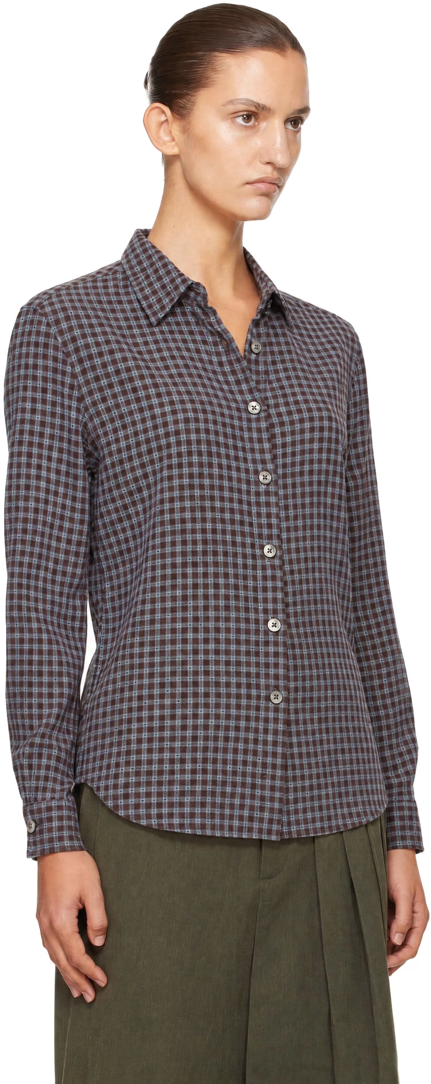 Brown Essential Slim Checked Shirt 2