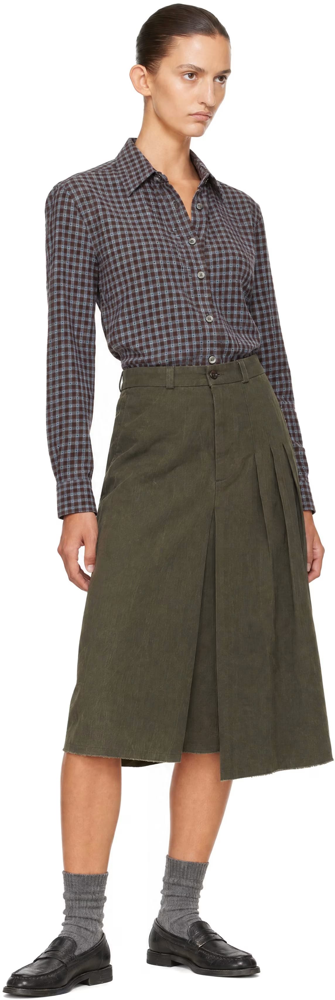 Brown Essential Slim Checked Shirt 4