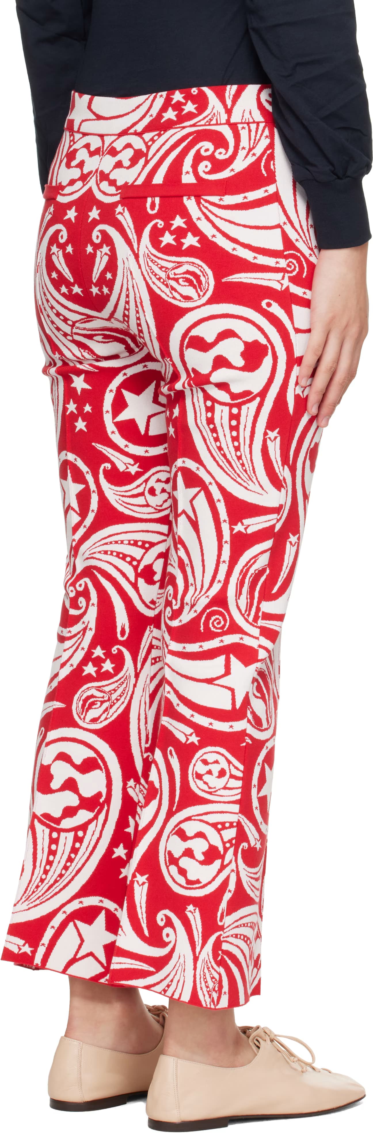 Red Cosmic Paisley Kick Trousers 3